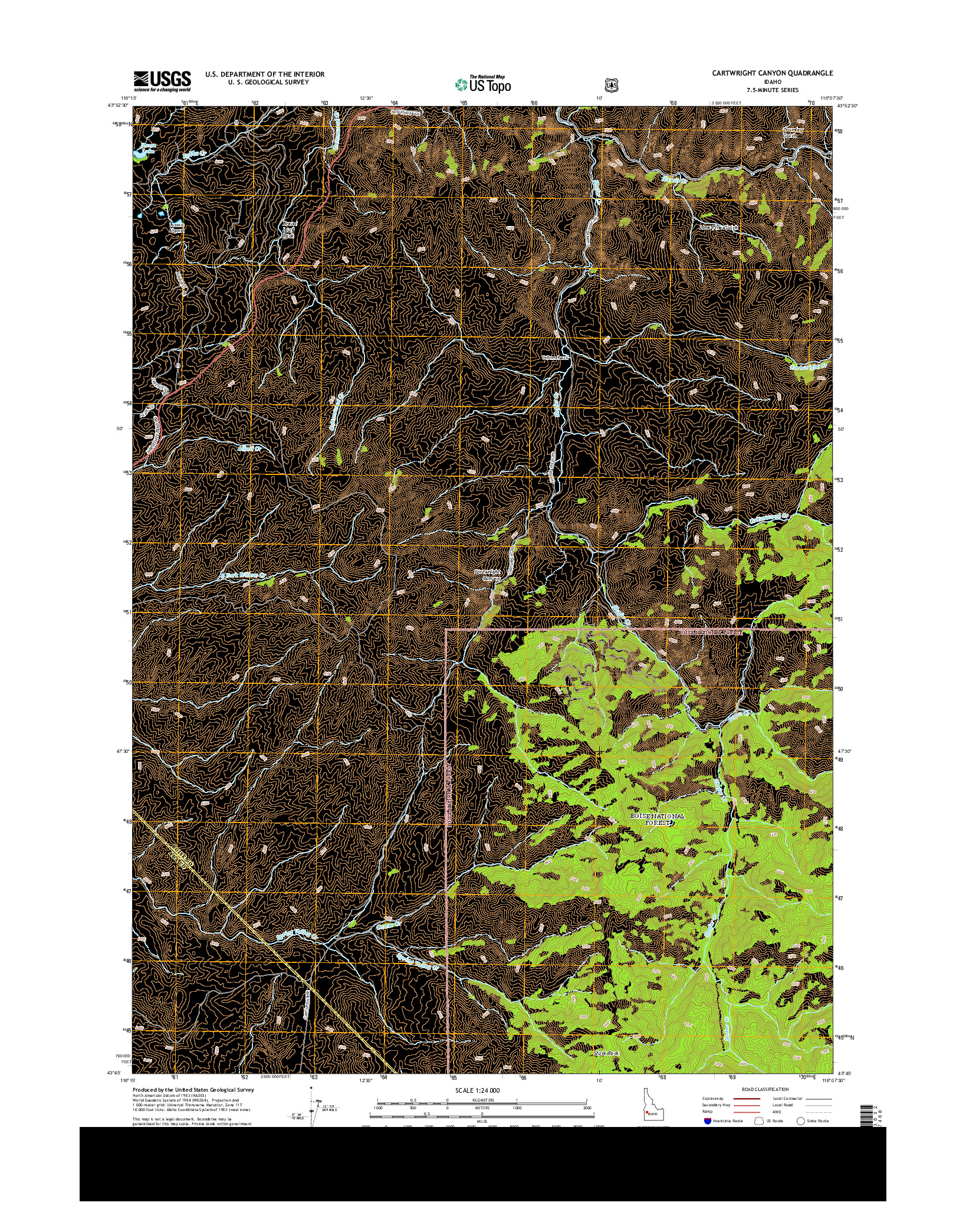 USGS US TOPO 7.5-MINUTE MAP FOR CARTWRIGHT CANYON, ID 2013