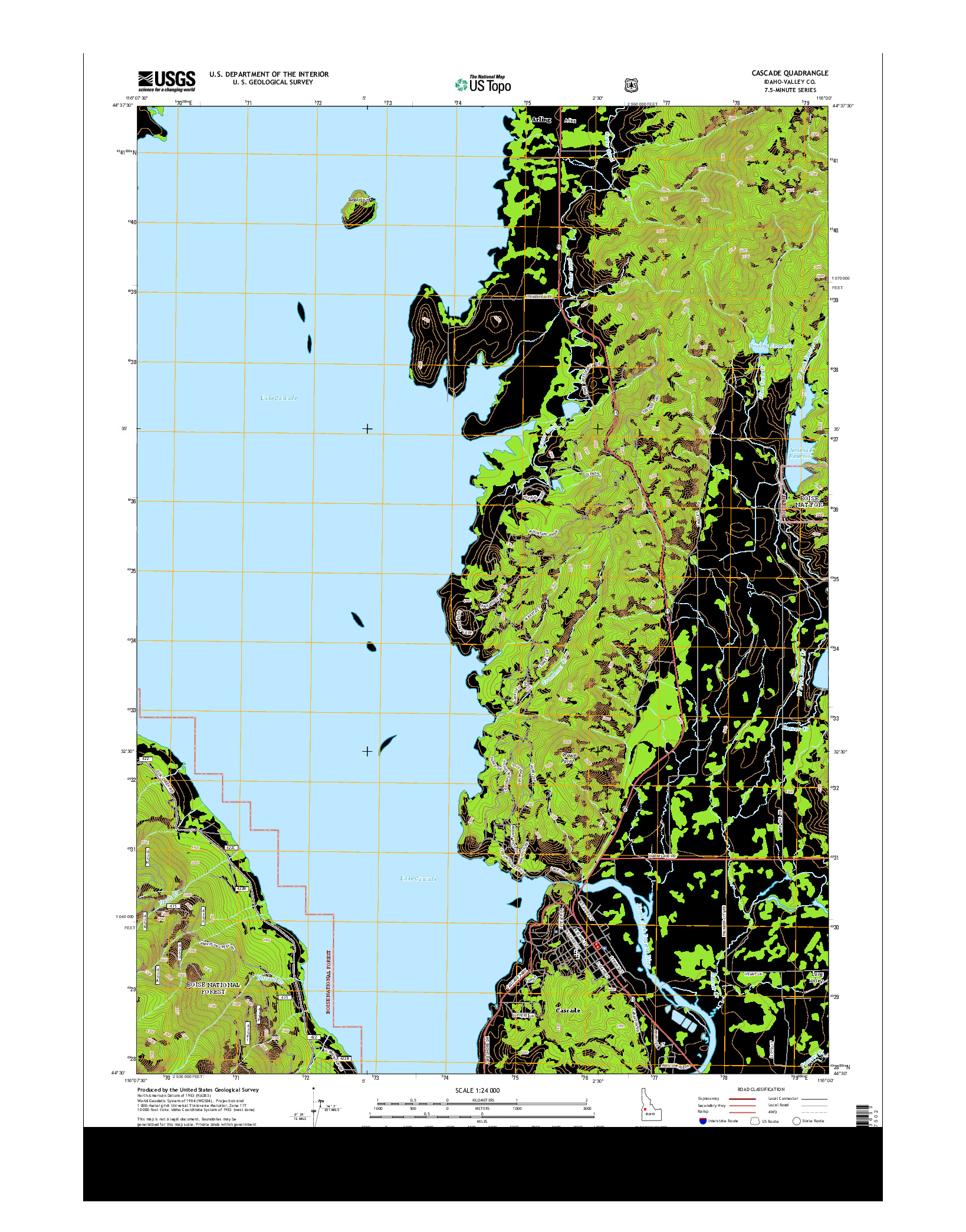 USGS US TOPO 7.5-MINUTE MAP FOR CASCADE, ID 2013