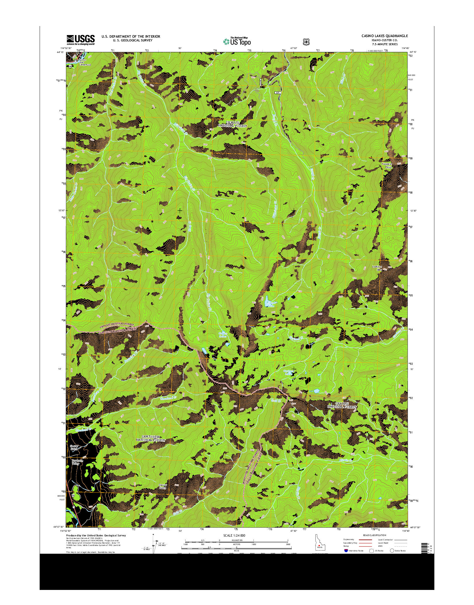 USGS US TOPO 7.5-MINUTE MAP FOR CASINO LAKES, ID 2013