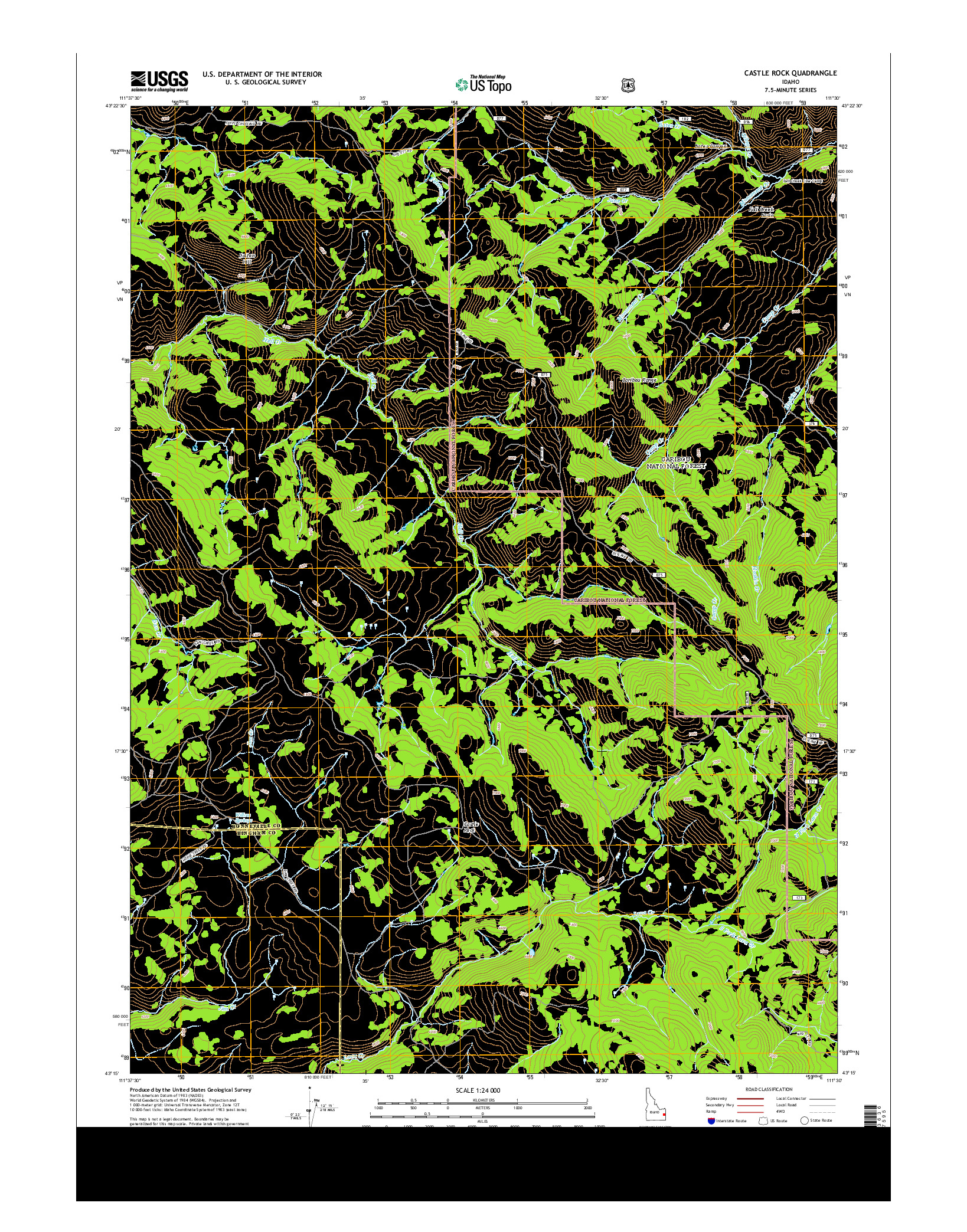 USGS US TOPO 7.5-MINUTE MAP FOR CASTLE ROCK, ID 2013