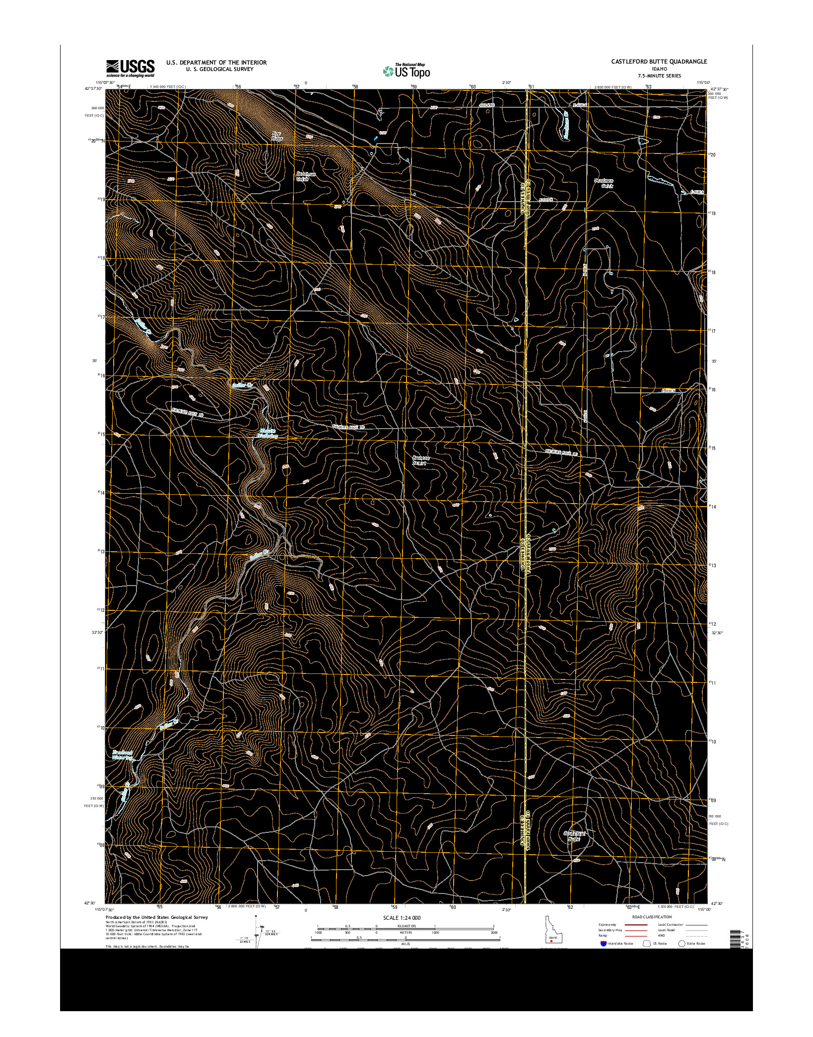 USGS US TOPO 7.5-MINUTE MAP FOR CASTLEFORD BUTTE, ID 2013
