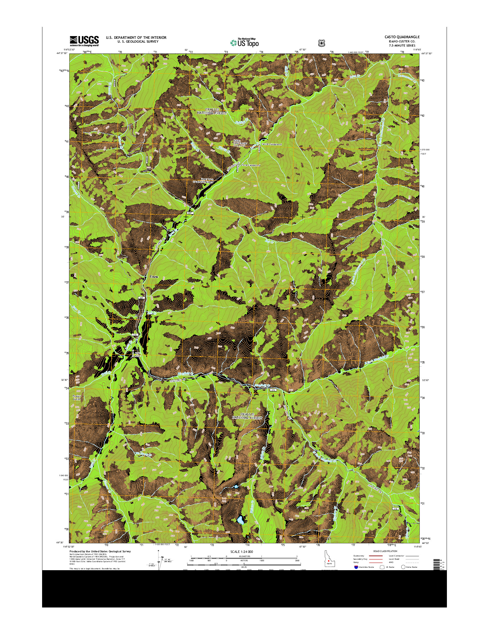 USGS US TOPO 7.5-MINUTE MAP FOR CASTO, ID 2013