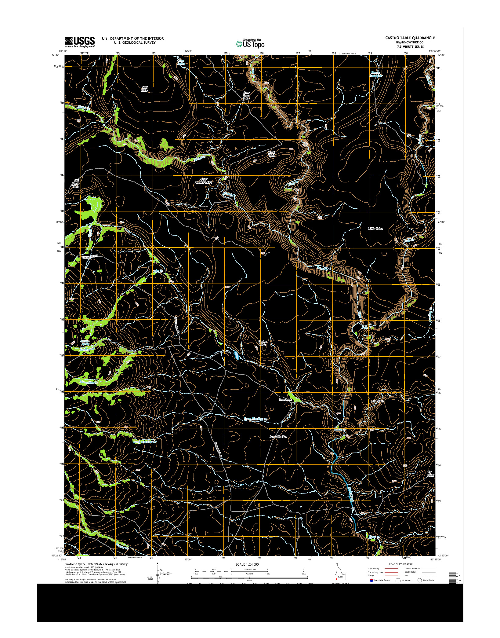 USGS US TOPO 7.5-MINUTE MAP FOR CASTRO TABLE, ID 2013