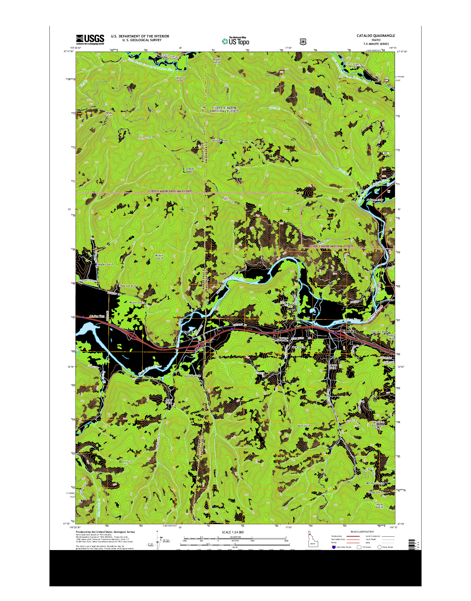 USGS US TOPO 7.5-MINUTE MAP FOR CATALDO, ID 2013