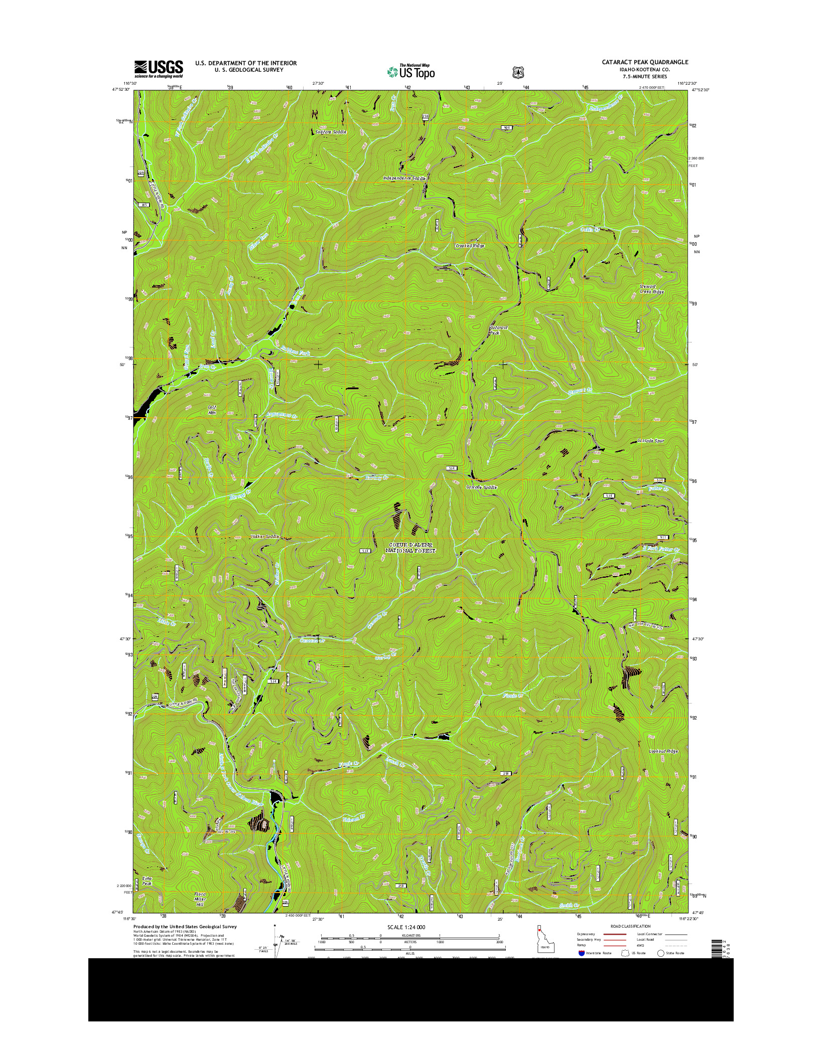 USGS US TOPO 7.5-MINUTE MAP FOR CATARACT PEAK, ID 2013