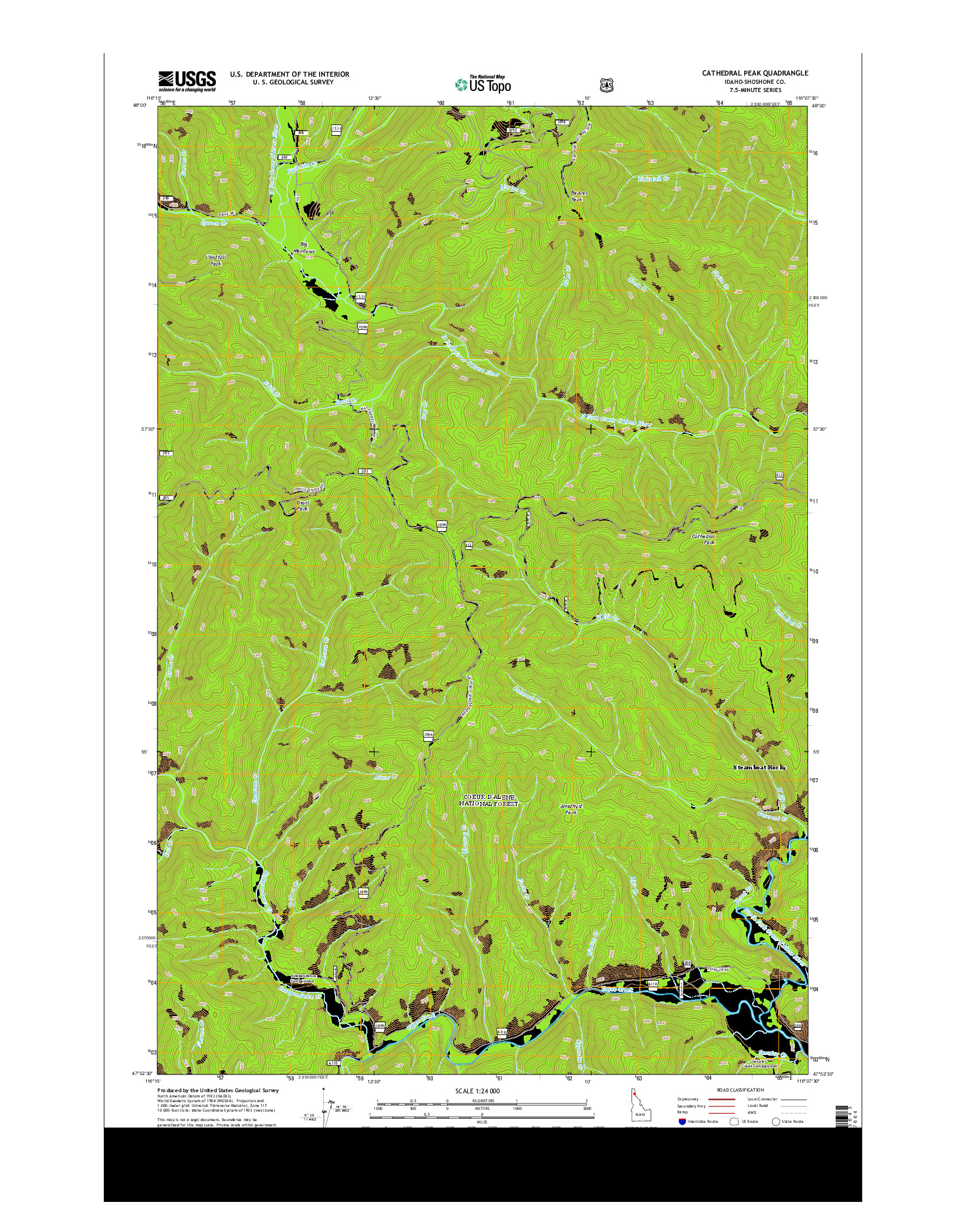 USGS US TOPO 7.5-MINUTE MAP FOR CATHEDRAL PEAK, ID 2013