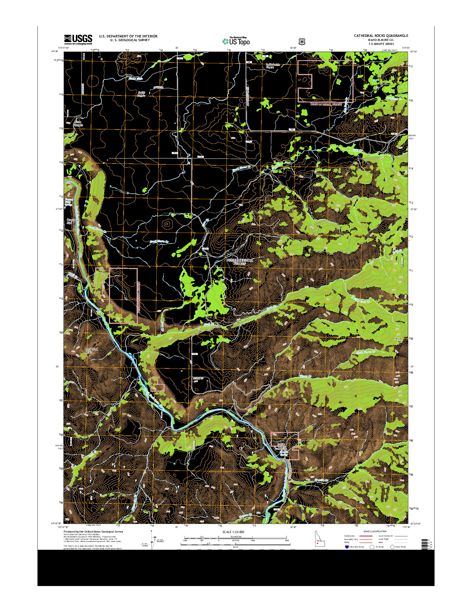 USGS US TOPO 7.5-MINUTE MAP FOR CATHEDRAL ROCKS, ID 2013