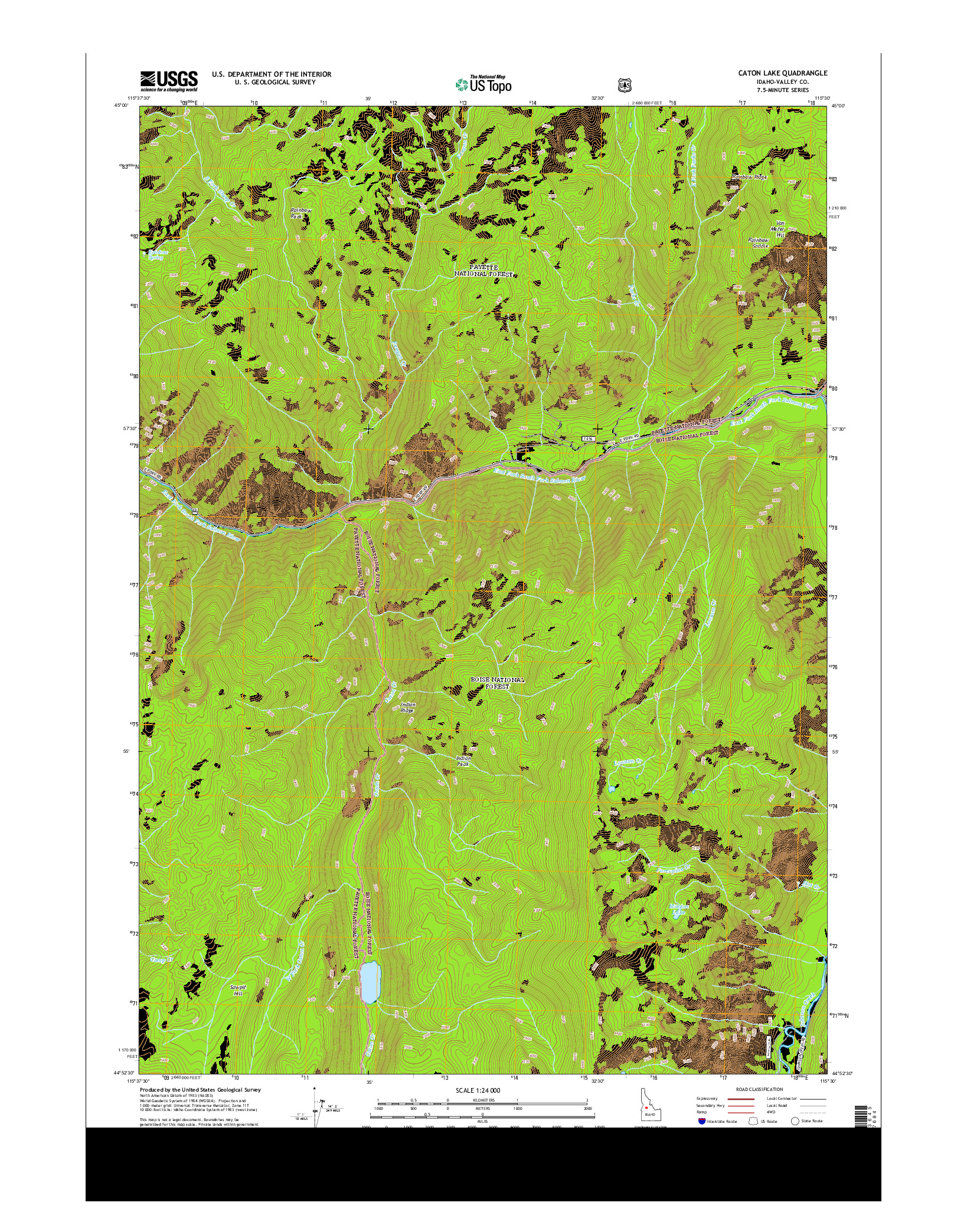 USGS US TOPO 7.5-MINUTE MAP FOR CATON LAKE, ID 2013