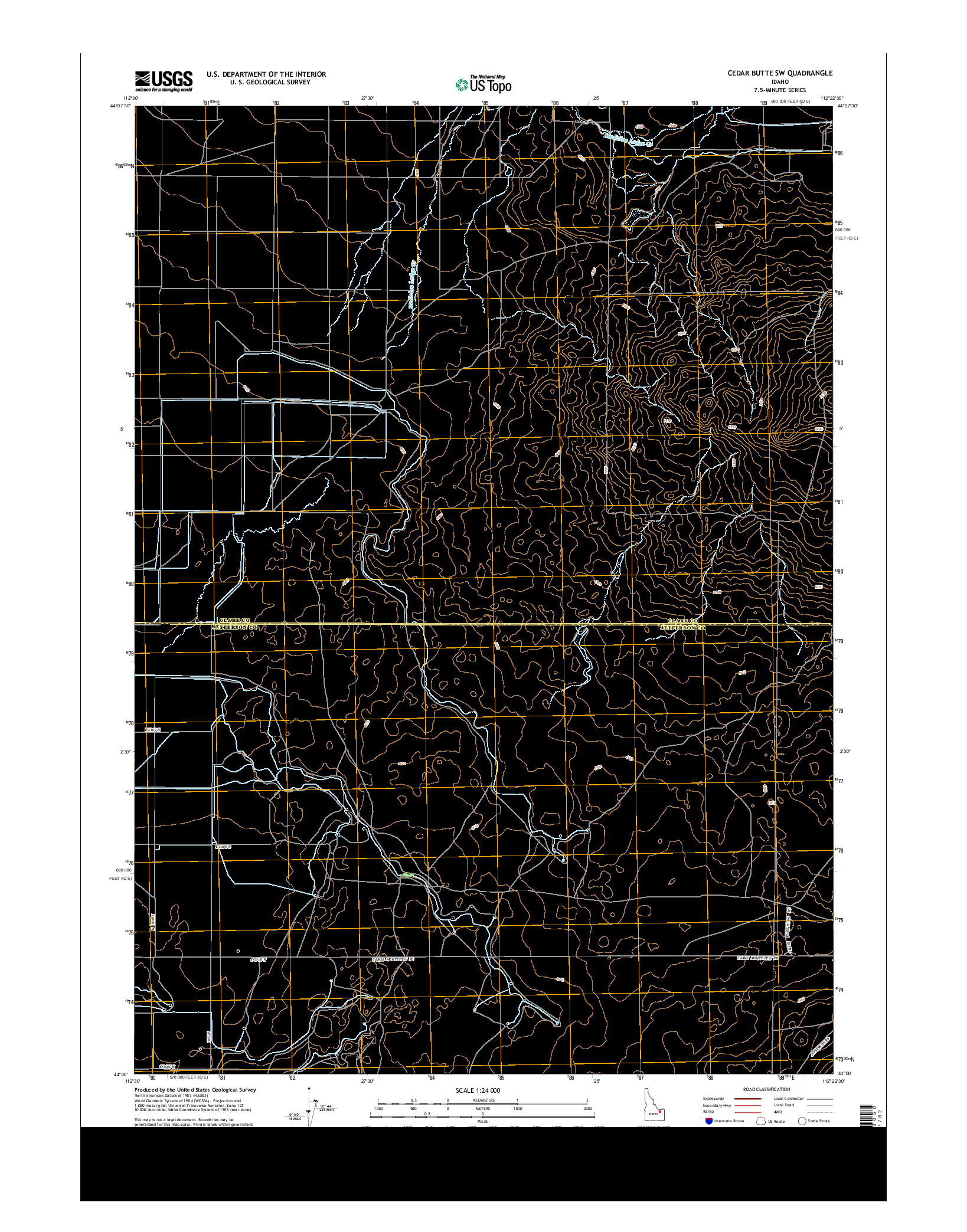 USGS US TOPO 7.5-MINUTE MAP FOR CEDAR BUTTE SW, ID 2013