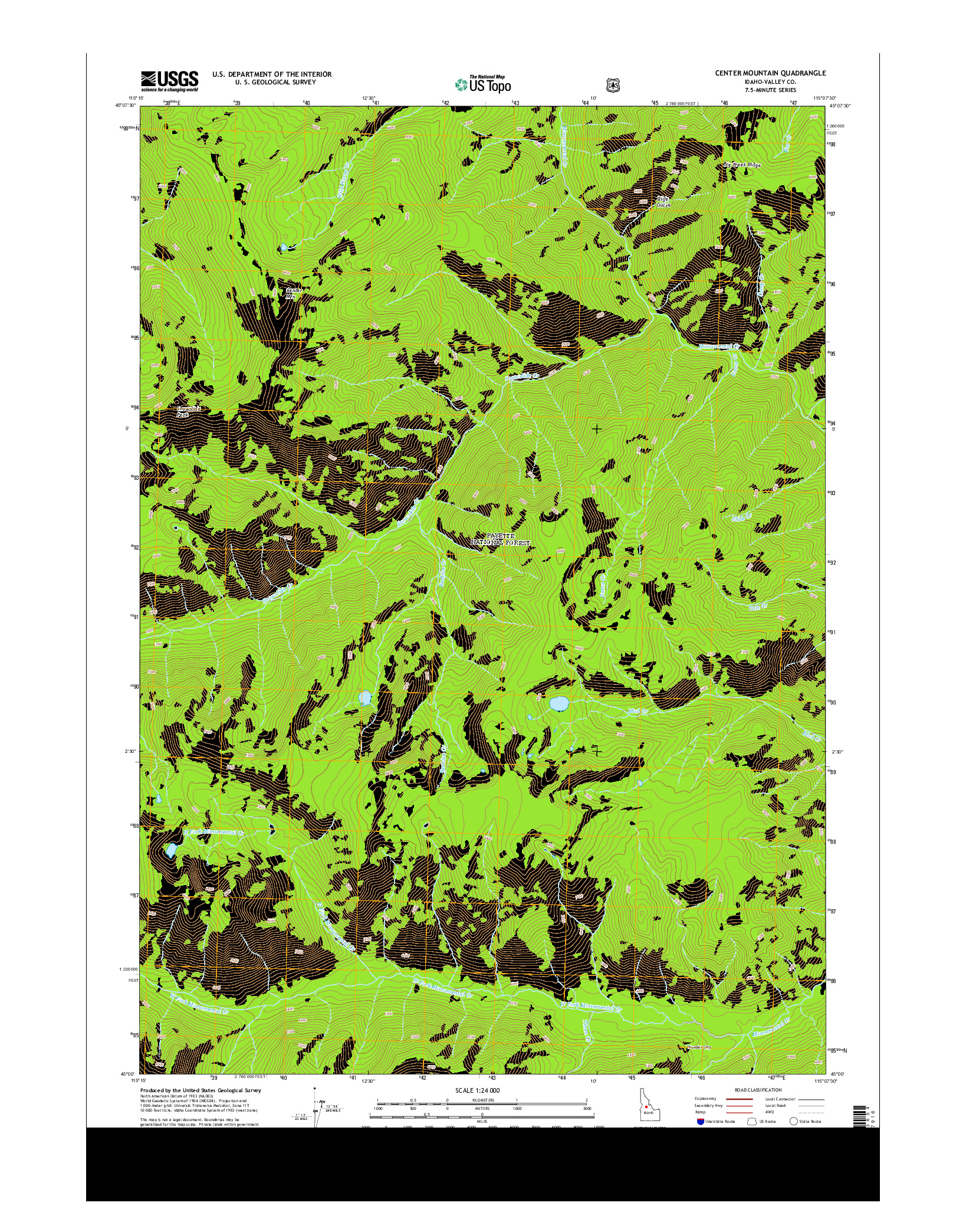 USGS US TOPO 7.5-MINUTE MAP FOR CENTER MOUNTAIN, ID 2013