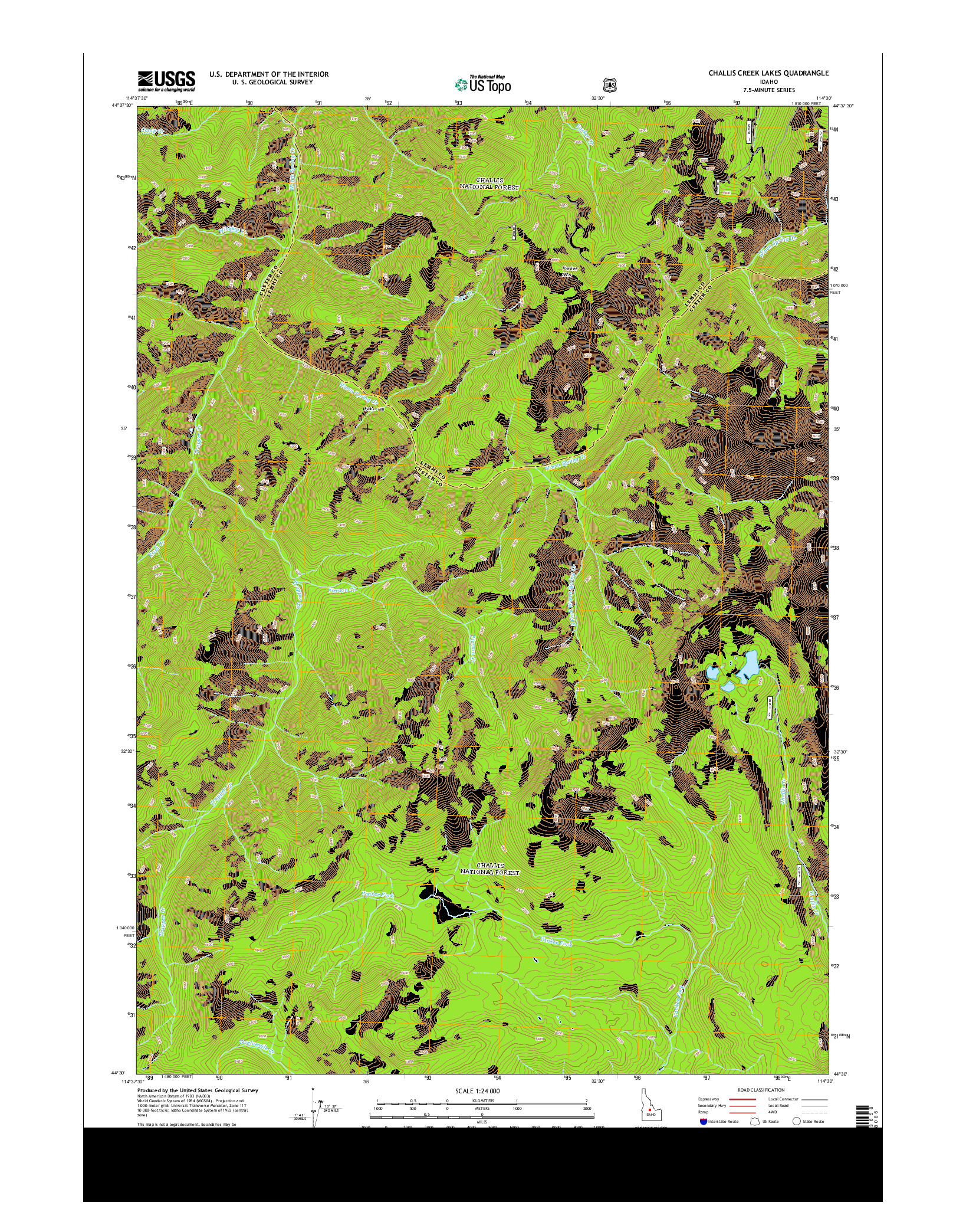USGS US TOPO 7.5-MINUTE MAP FOR CHALLIS CREEK LAKES, ID 2013