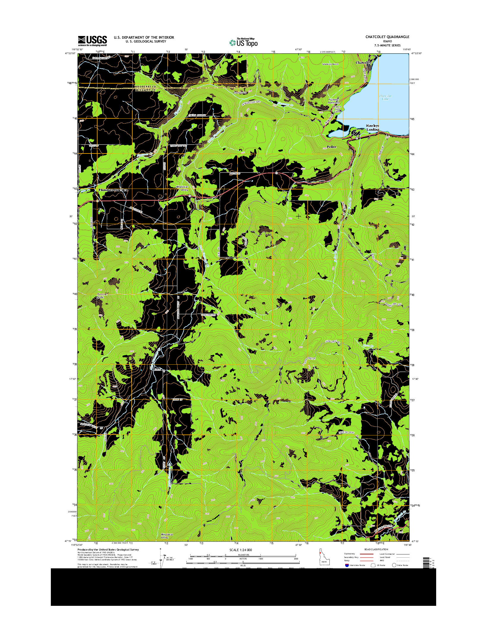 USGS US TOPO 7.5-MINUTE MAP FOR CHATCOLET, ID 2013