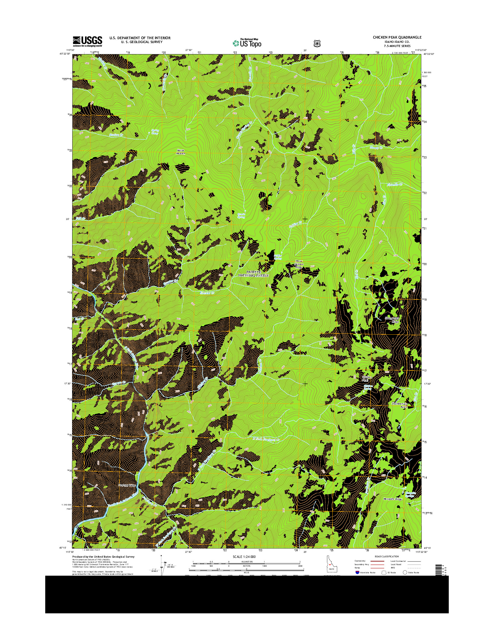 USGS US TOPO 7.5-MINUTE MAP FOR CHICKEN PEAK, ID 2013