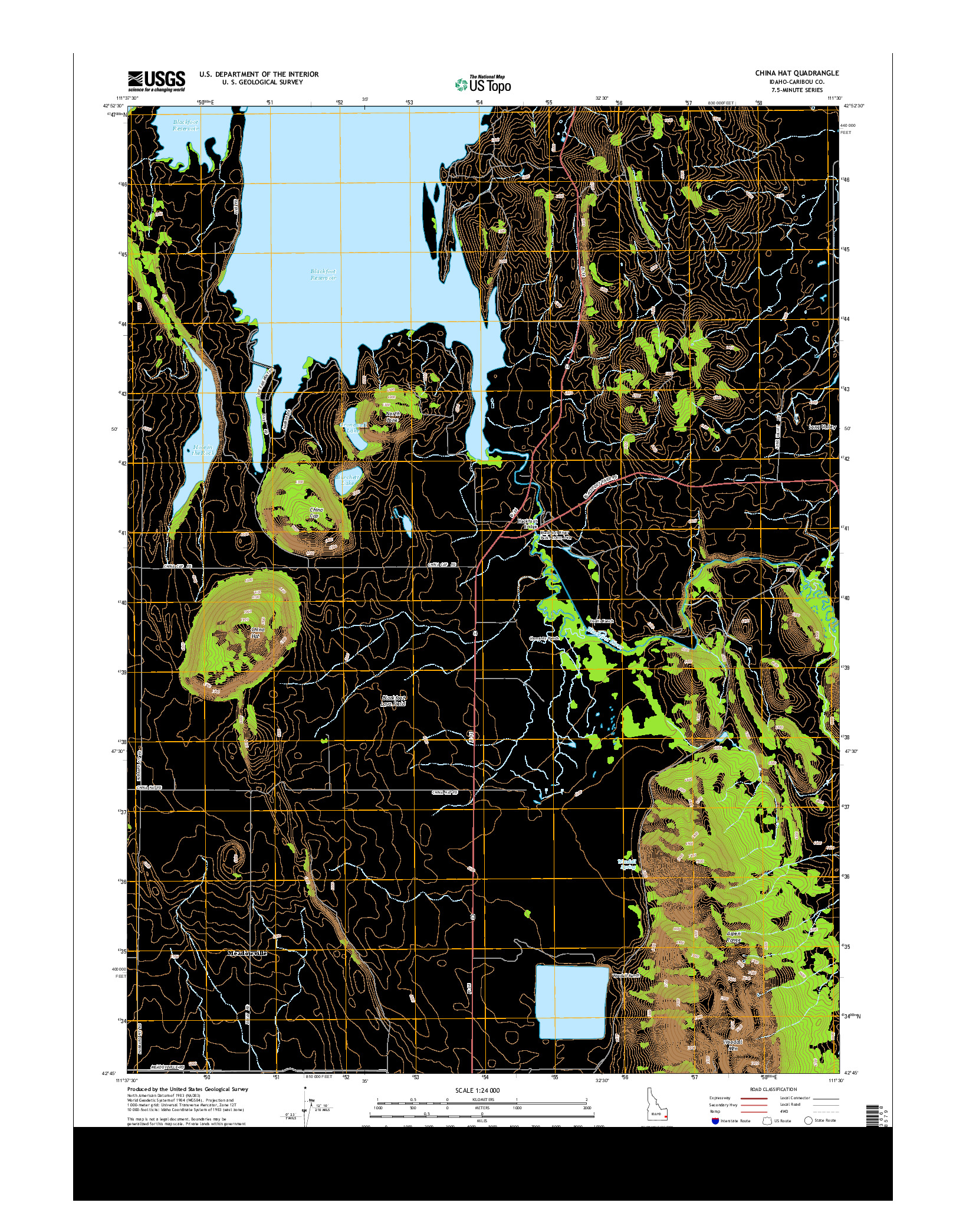 USGS US TOPO 7.5-MINUTE MAP FOR CHINA HAT, ID 2013