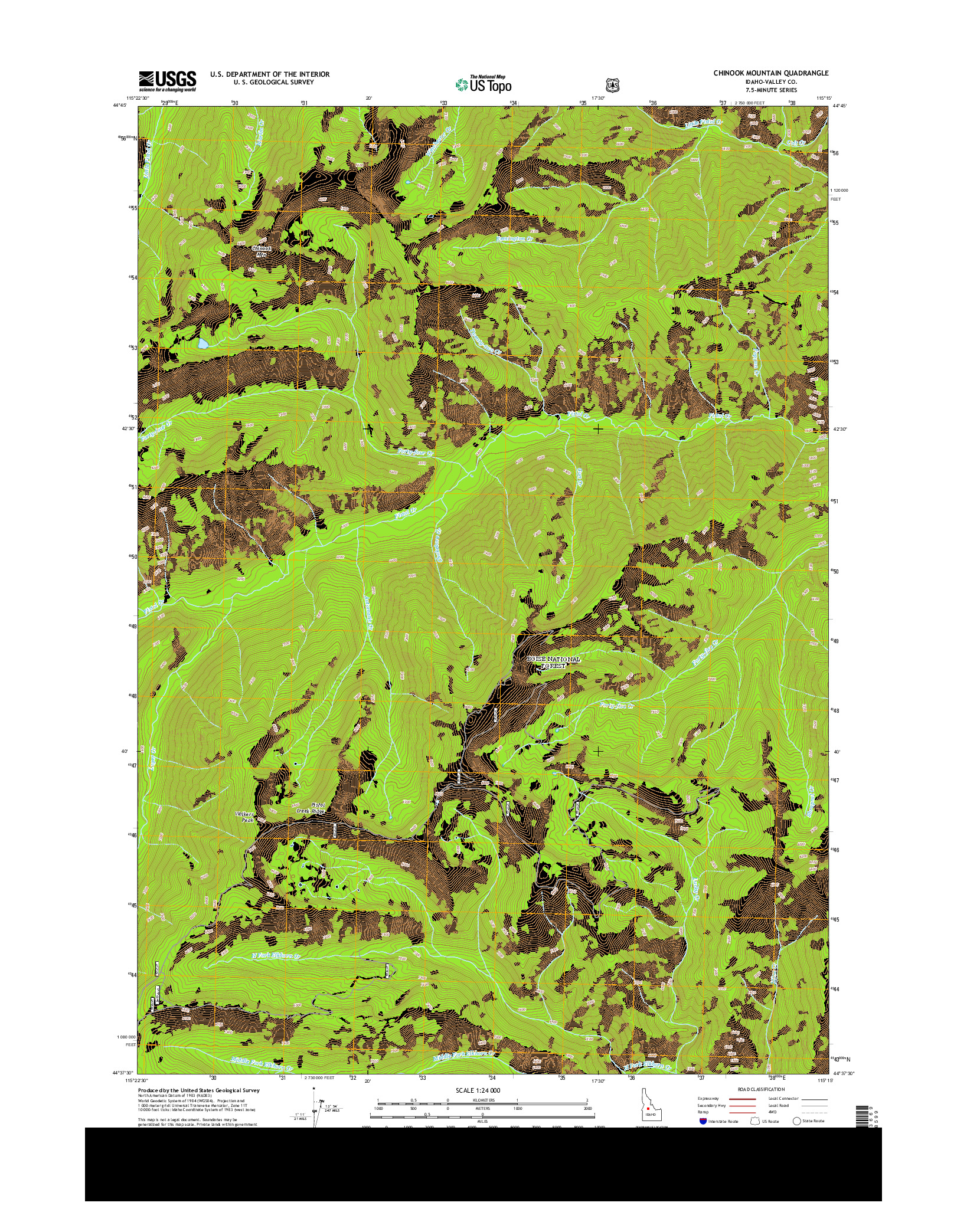 USGS US TOPO 7.5-MINUTE MAP FOR CHINOOK MOUNTAIN, ID 2013