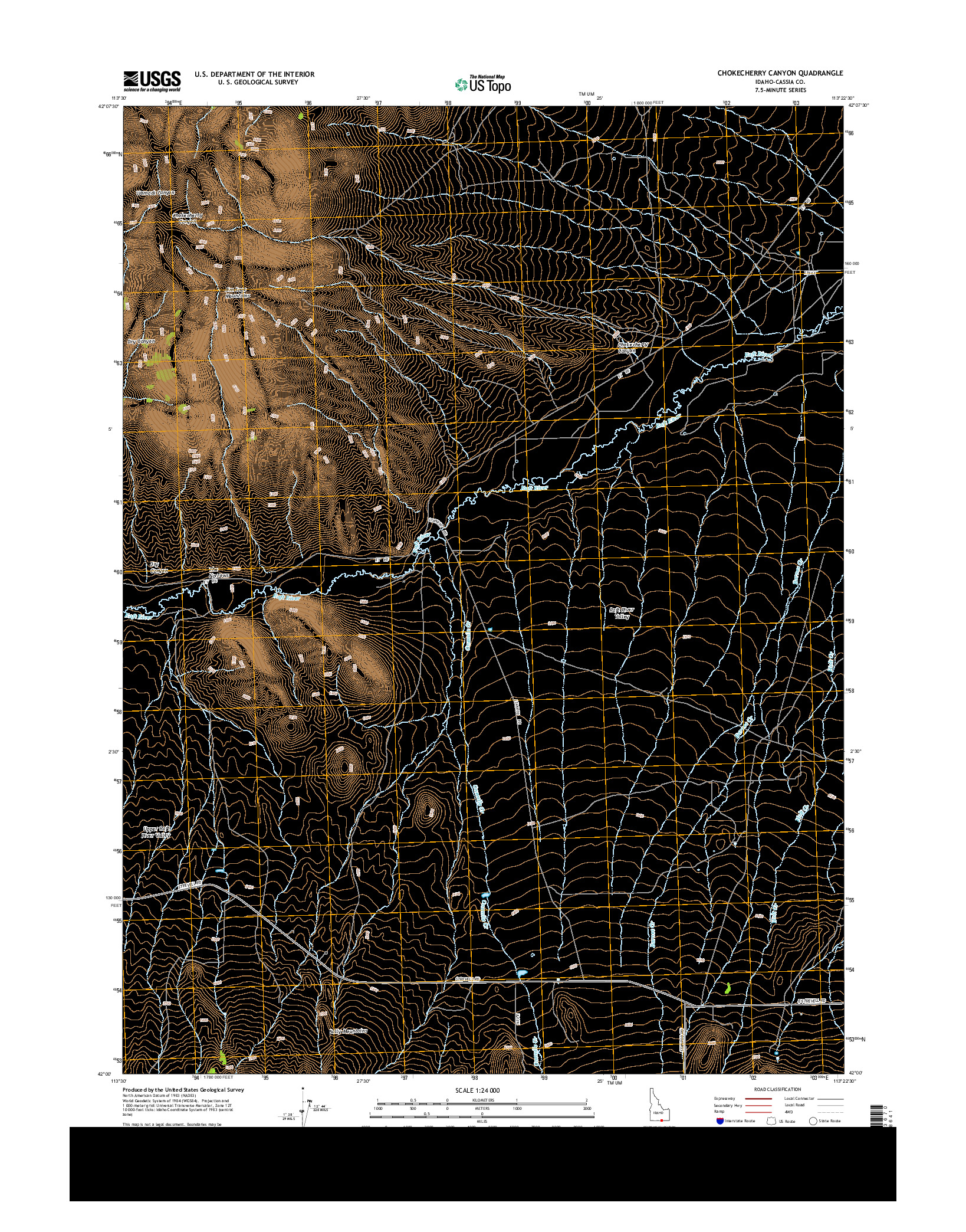 USGS US TOPO 7.5-MINUTE MAP FOR CHOKECHERRY CANYON, ID 2013