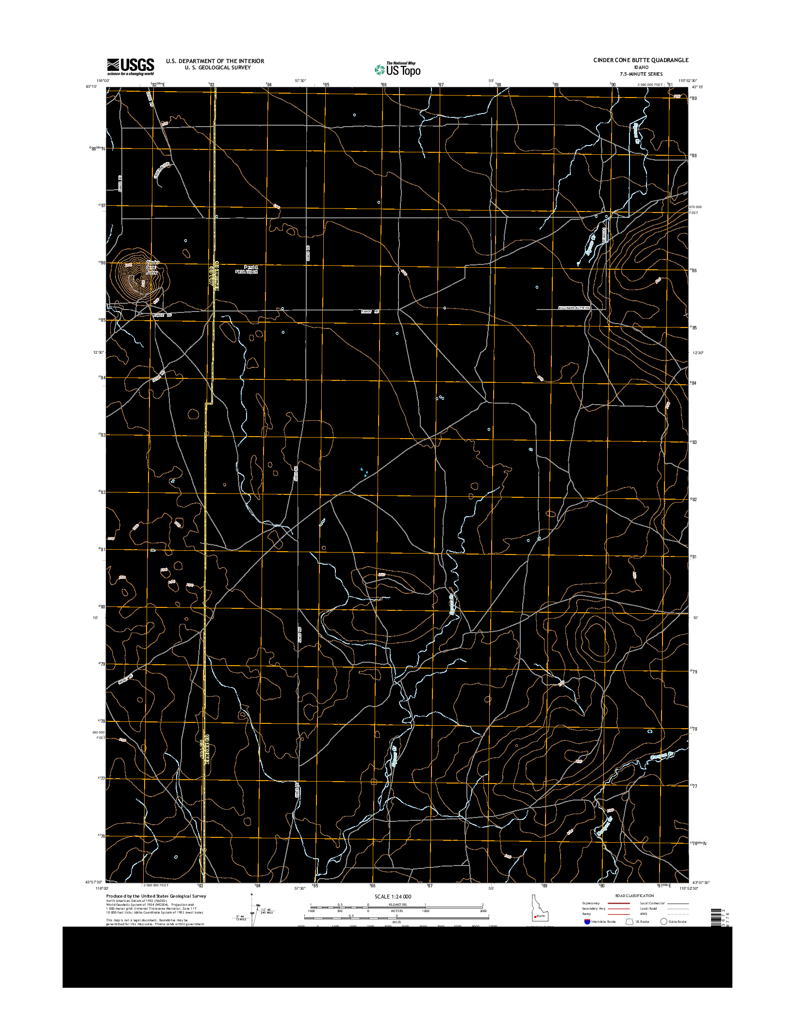 USGS US TOPO 7.5-MINUTE MAP FOR CINDER CONE BUTTE, ID 2013