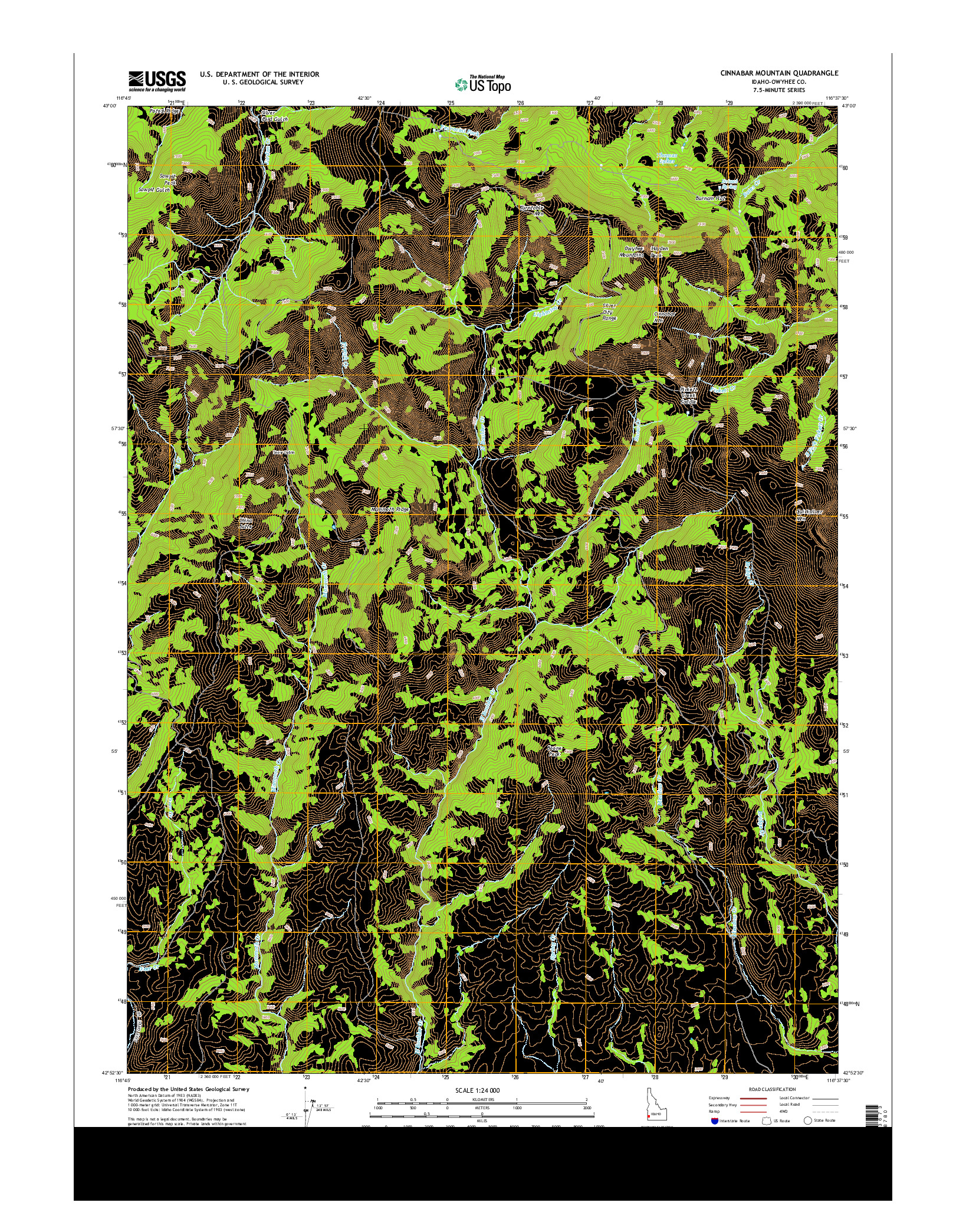 USGS US TOPO 7.5-MINUTE MAP FOR CINNABAR MOUNTAIN, ID 2013