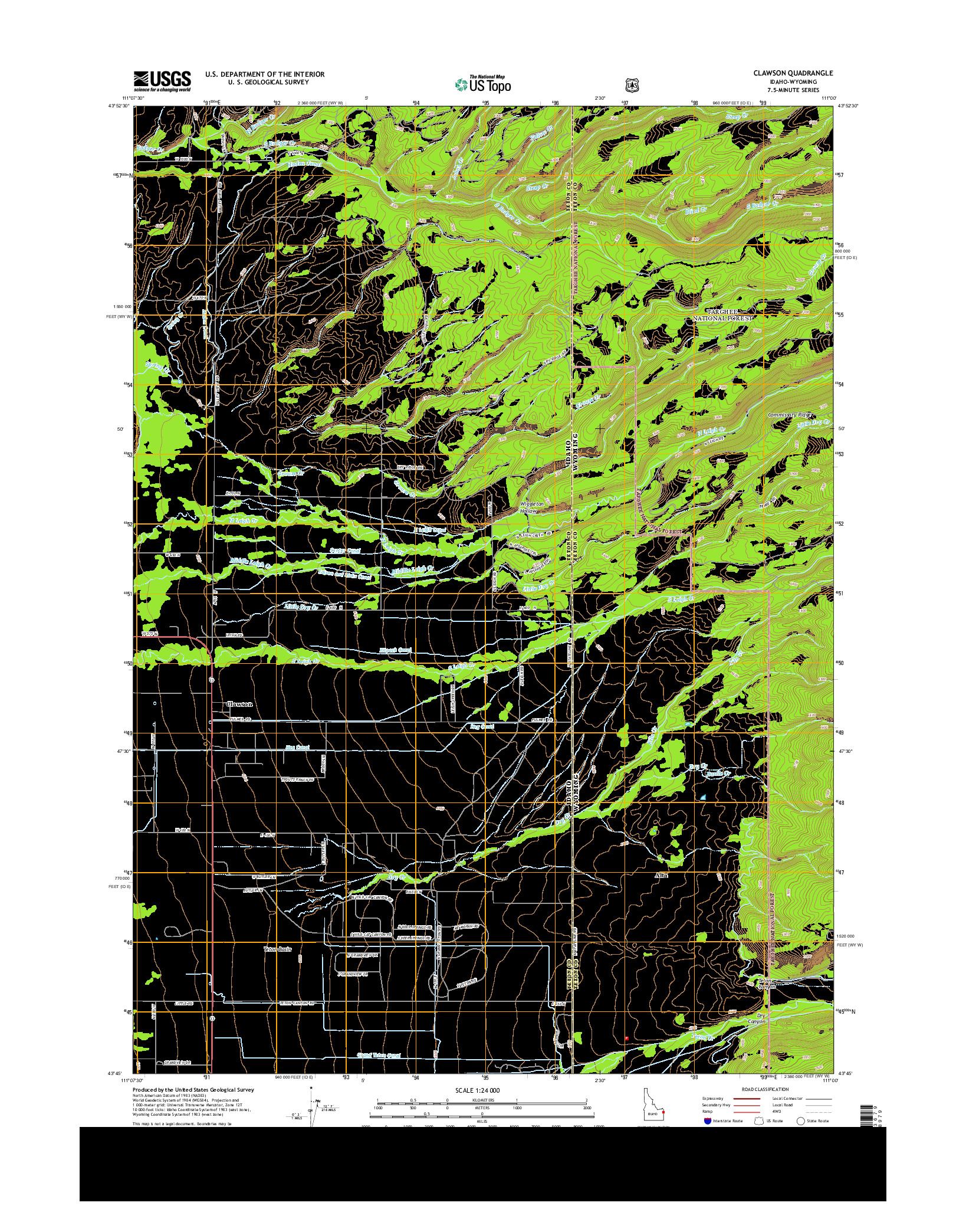 USGS US TOPO 7.5-MINUTE MAP FOR CLAWSON, ID-WY 2013