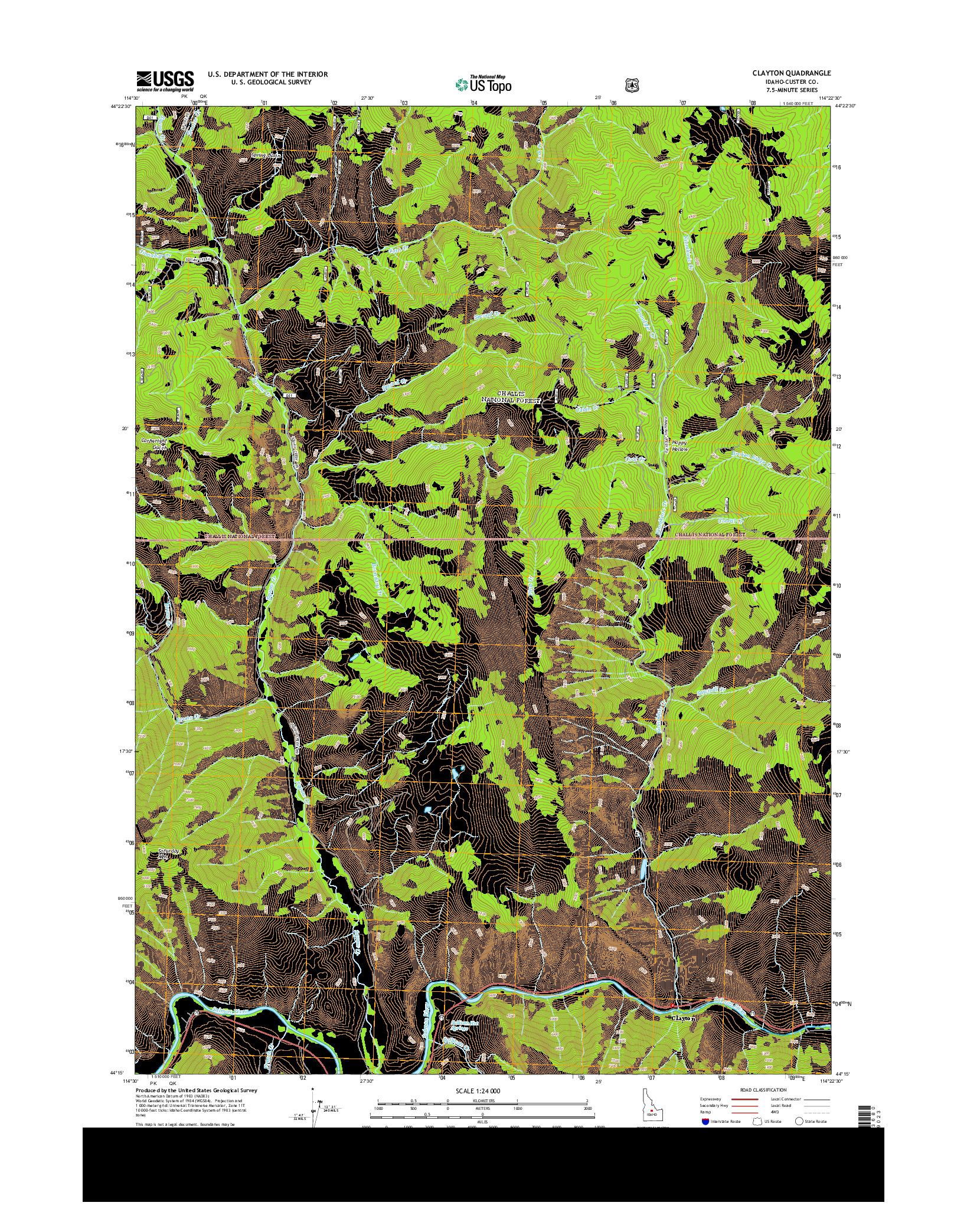 USGS US TOPO 7.5-MINUTE MAP FOR CLAYTON, ID 2013