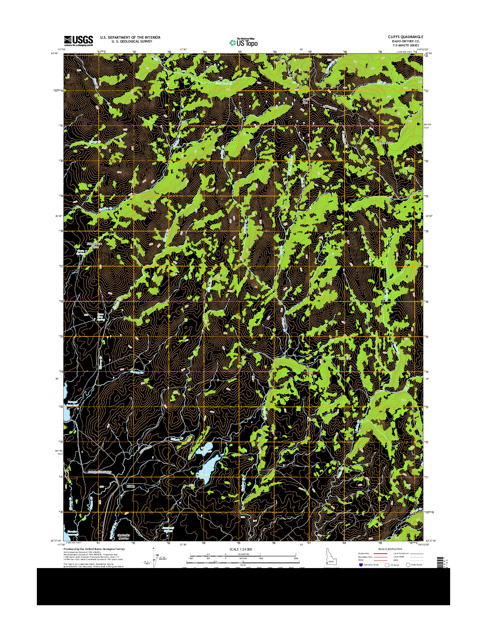 USGS US TOPO 7.5-MINUTE MAP FOR CLIFFS, ID 2013