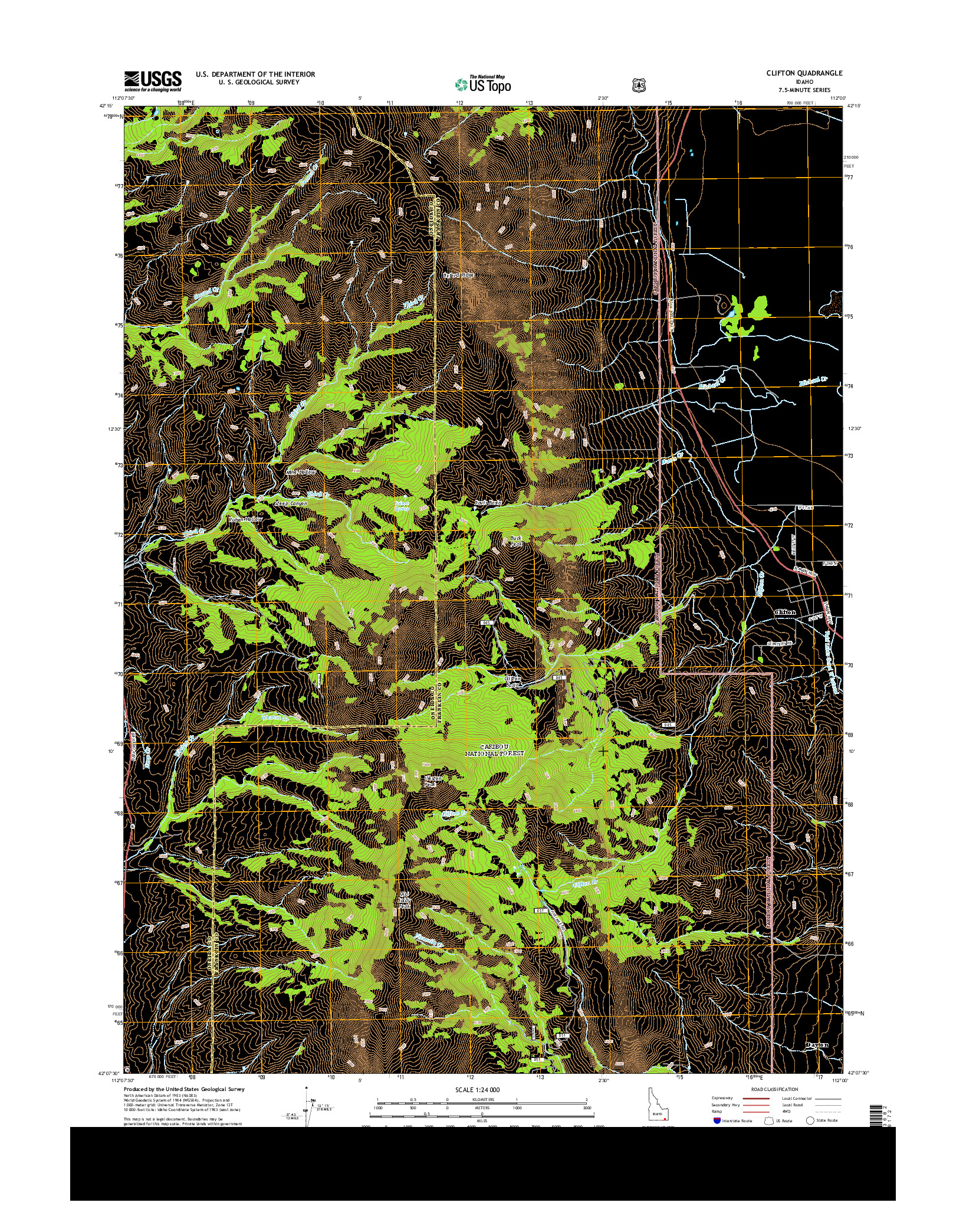 USGS US TOPO 7.5-MINUTE MAP FOR CLIFTON, ID 2013