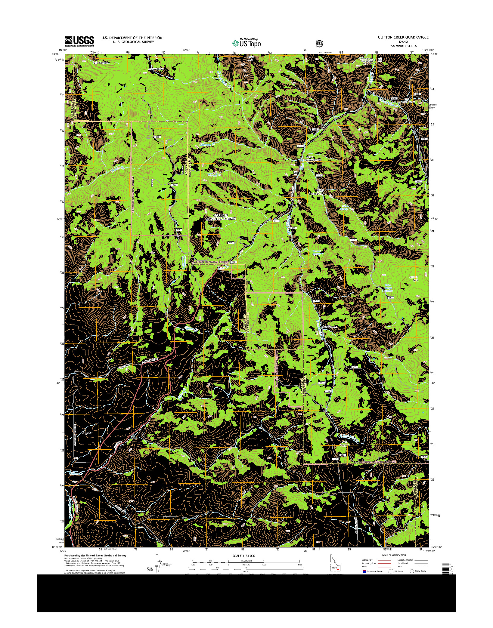 USGS US TOPO 7.5-MINUTE MAP FOR CLIFTON CREEK, ID 2013