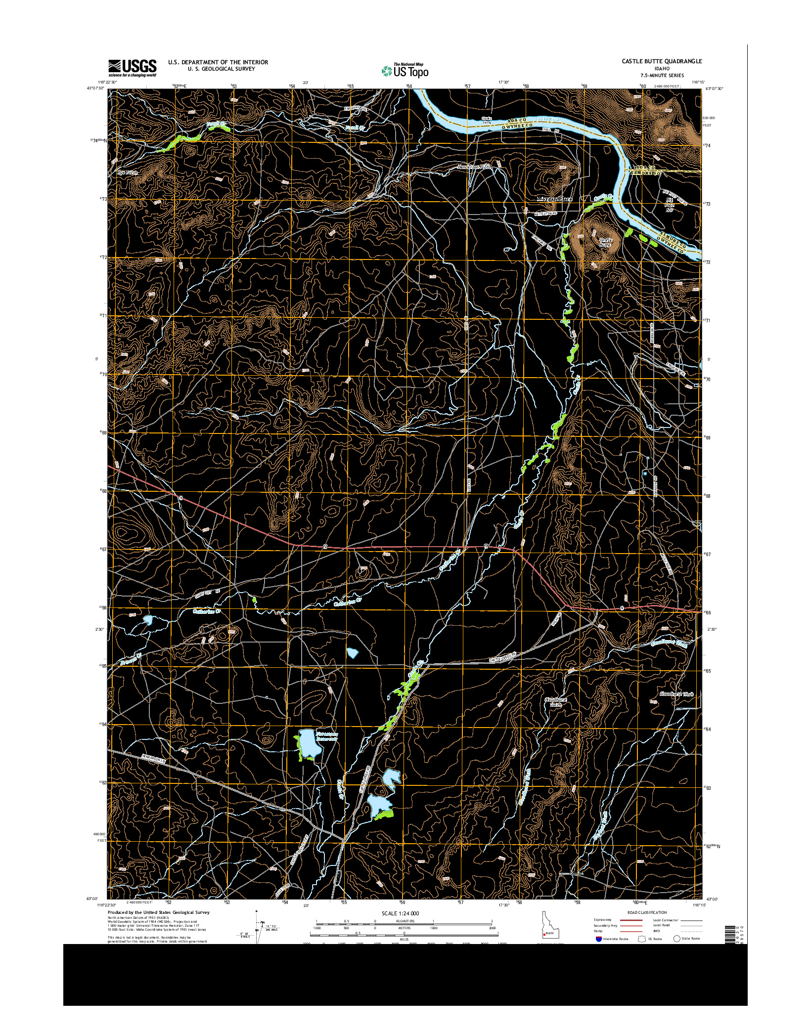 USGS US TOPO 7.5-MINUTE MAP FOR CASTLE BUTTE, ID 2013