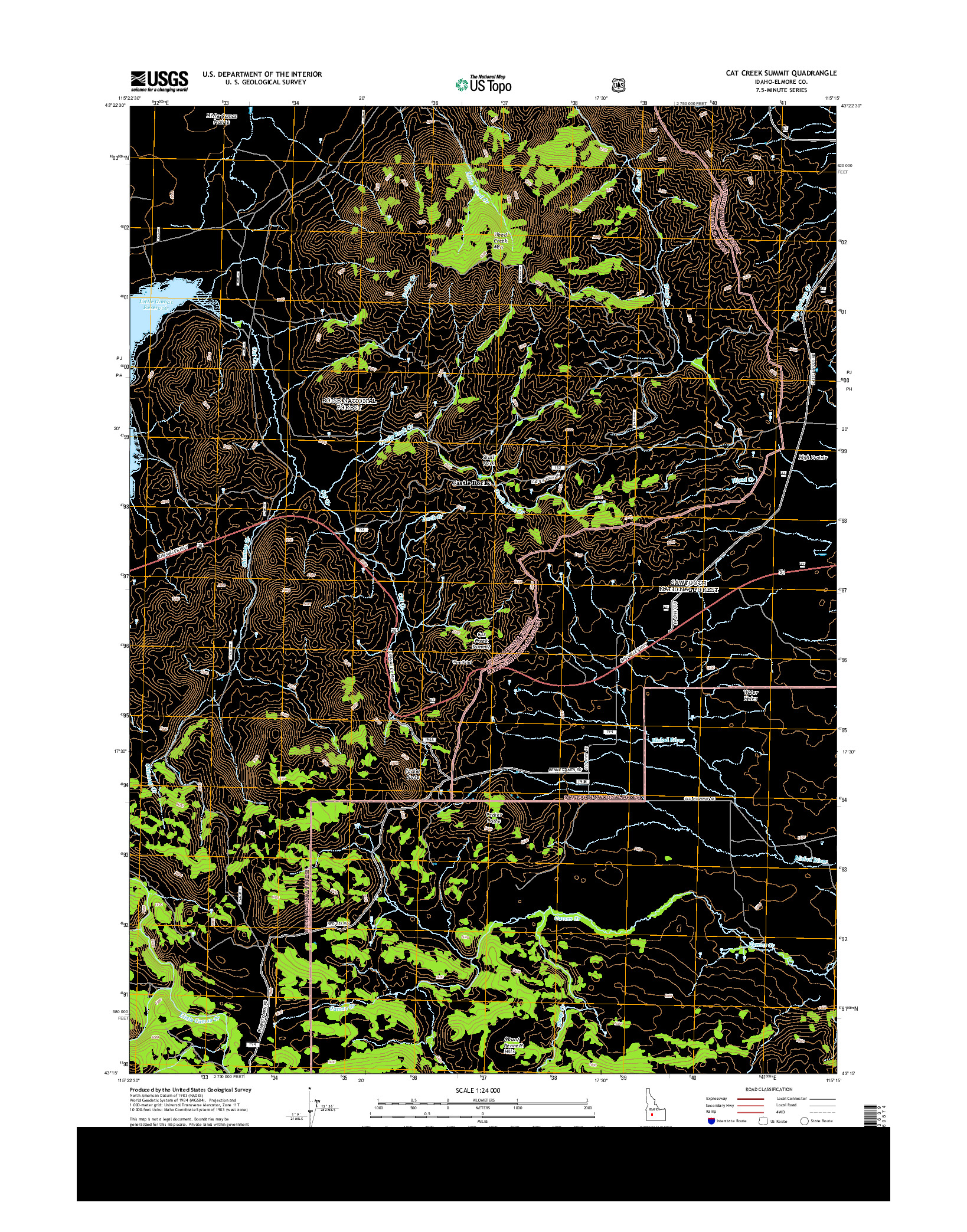 USGS US TOPO 7.5-MINUTE MAP FOR CAT CREEK SUMMIT, ID 2013