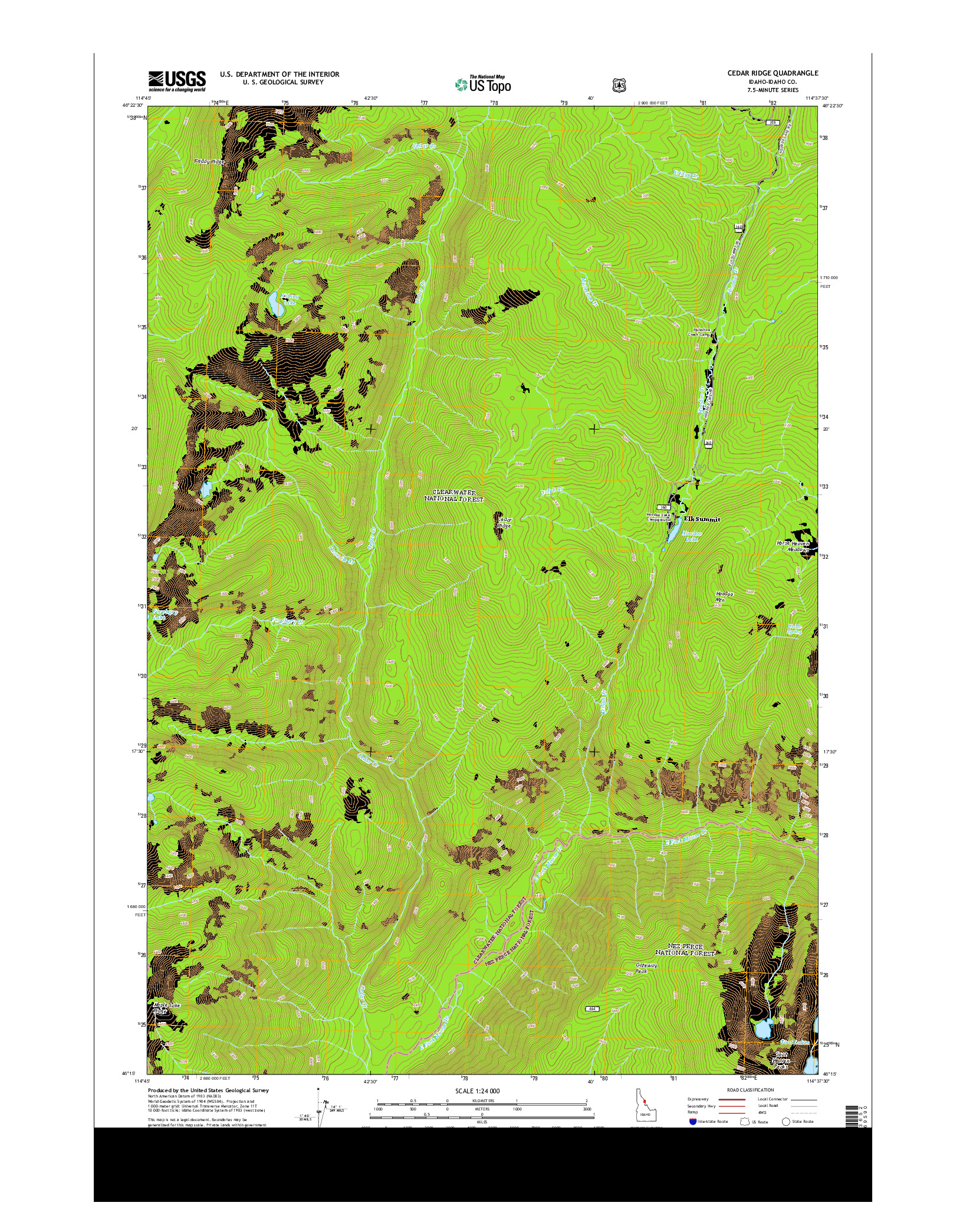 USGS US TOPO 7.5-MINUTE MAP FOR CEDAR RIDGE, ID 2013