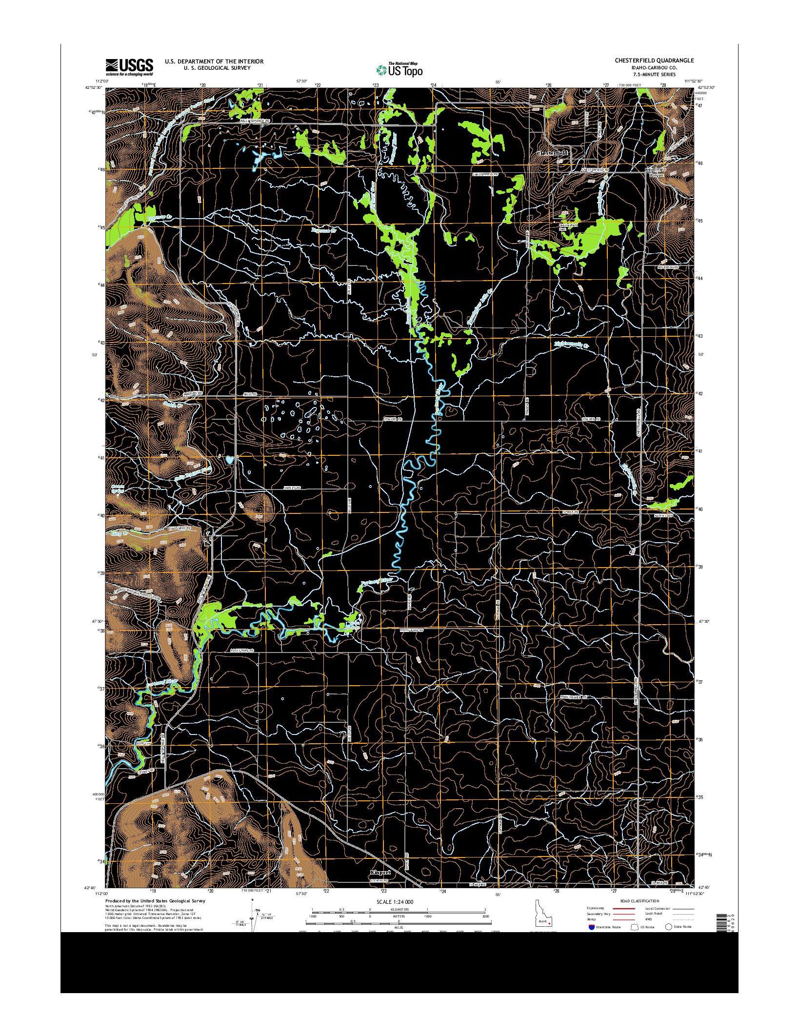 USGS US TOPO 7.5-MINUTE MAP FOR CHESTERFIELD, ID 2013