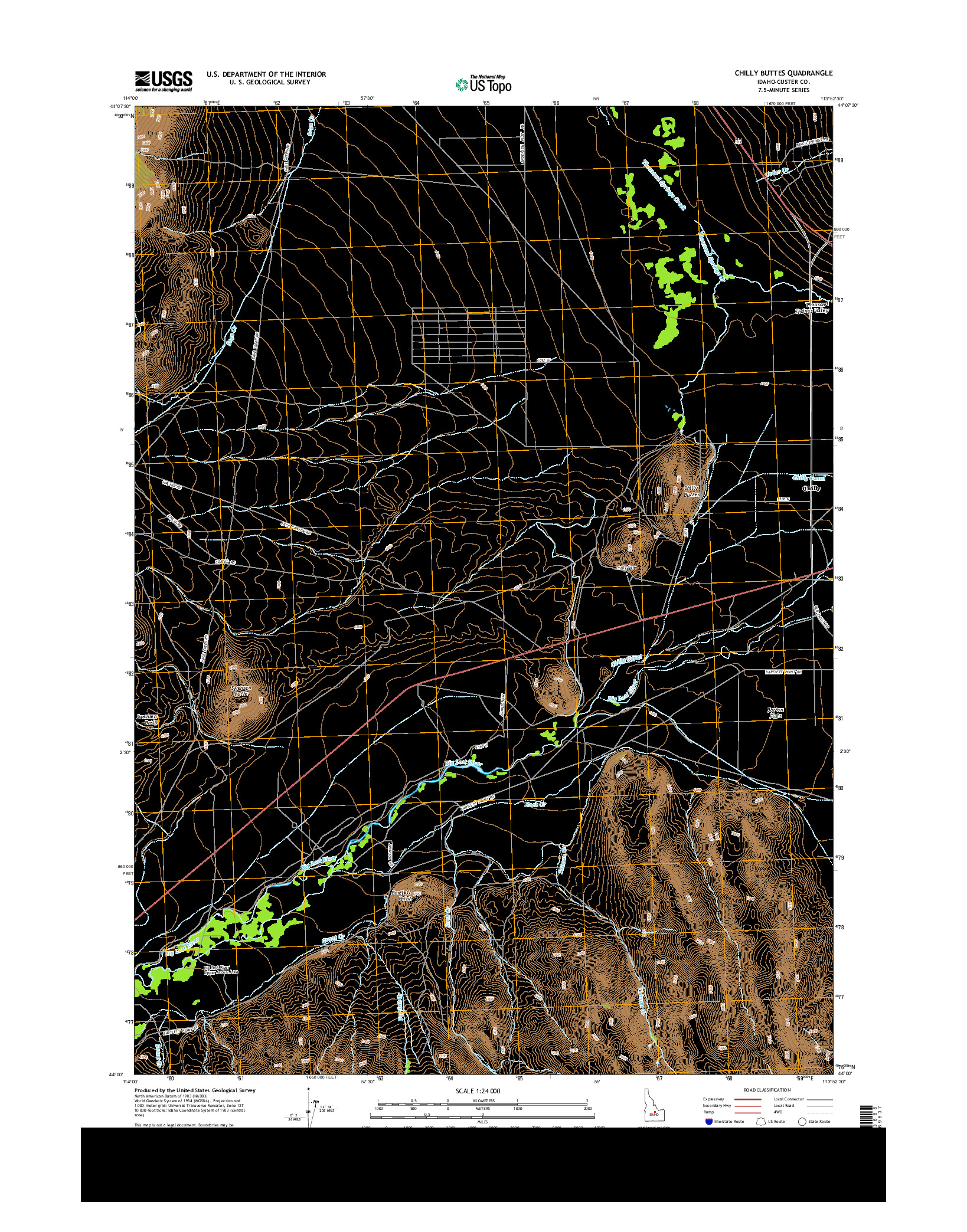 USGS US TOPO 7.5-MINUTE MAP FOR CHILLY BUTTES, ID 2013