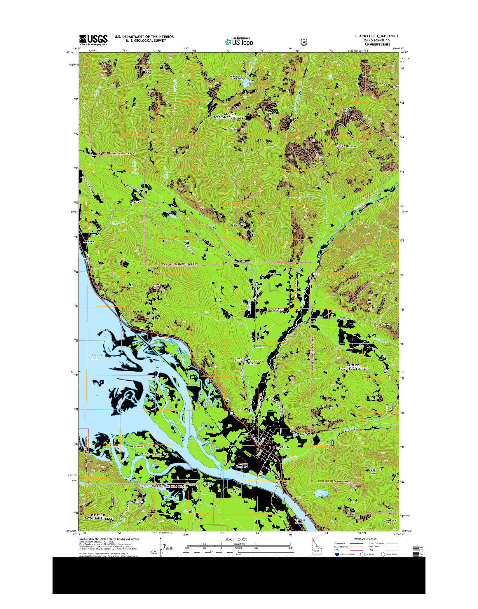 USGS US TOPO 7.5-MINUTE MAP FOR CLARK FORK, ID 2013