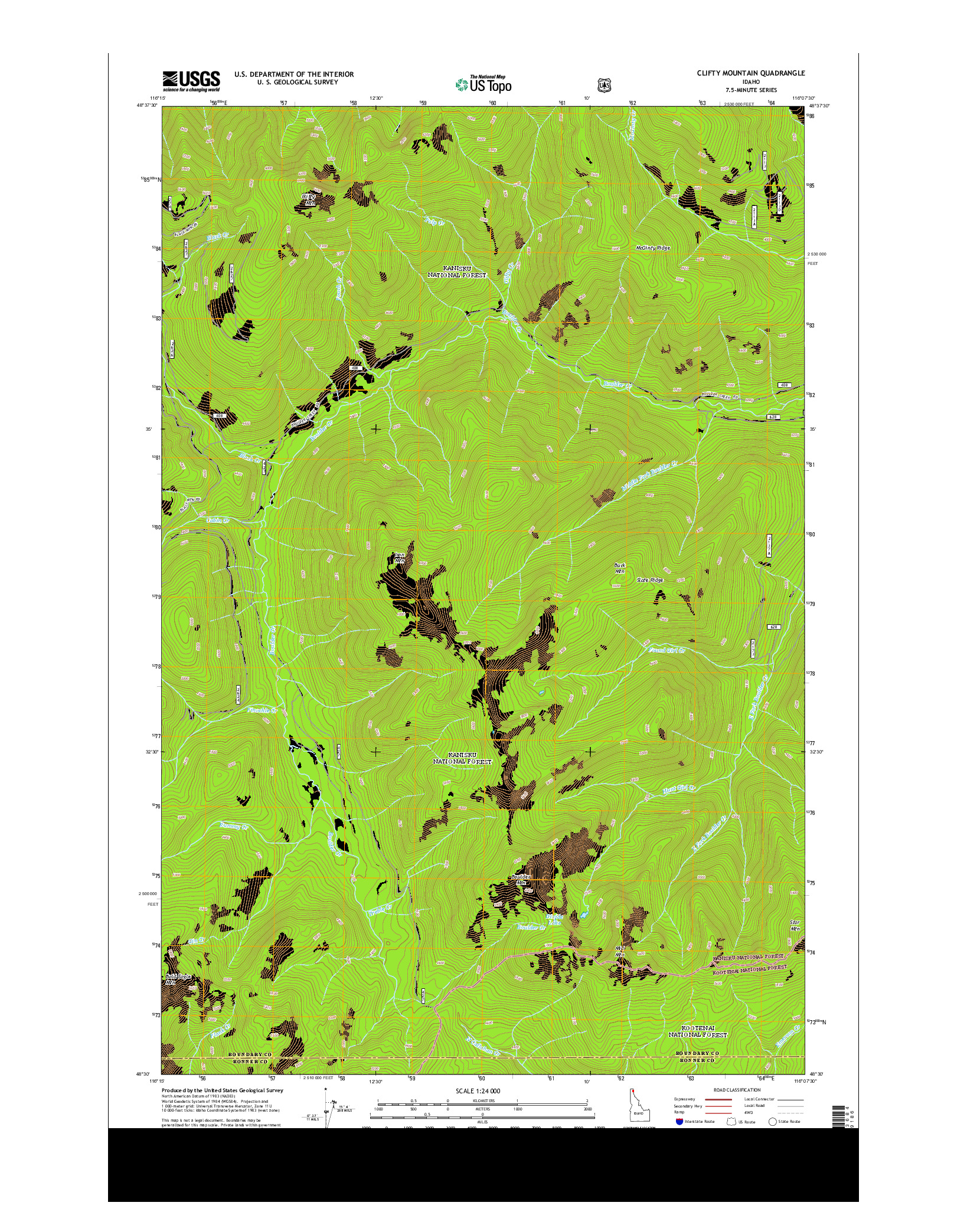 USGS US TOPO 7.5-MINUTE MAP FOR CLIFTY MOUNTAIN, ID 2013