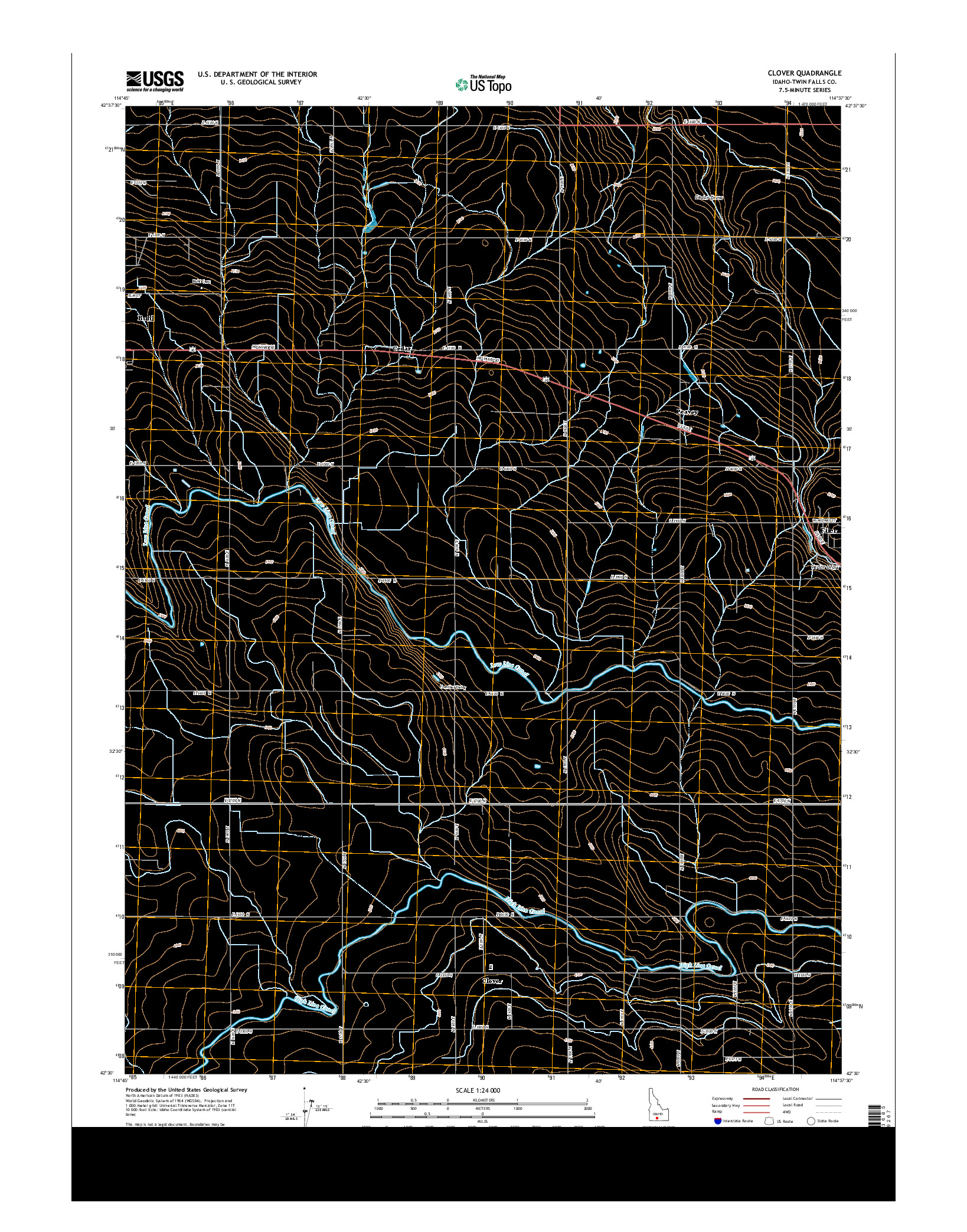 USGS US TOPO 7.5-MINUTE MAP FOR CLOVER, ID 2013