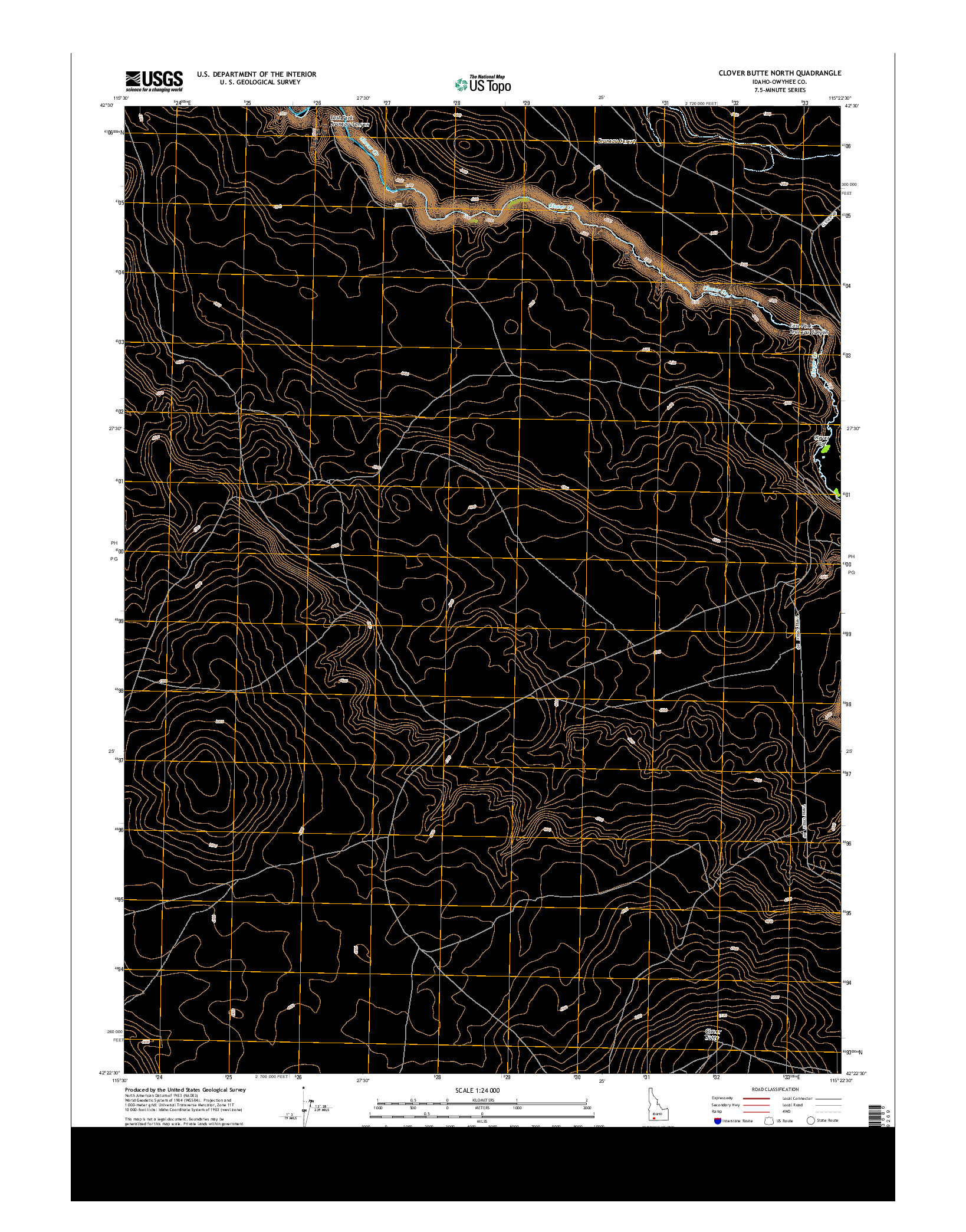 USGS US TOPO 7.5-MINUTE MAP FOR CLOVER BUTTE NORTH, ID 2013