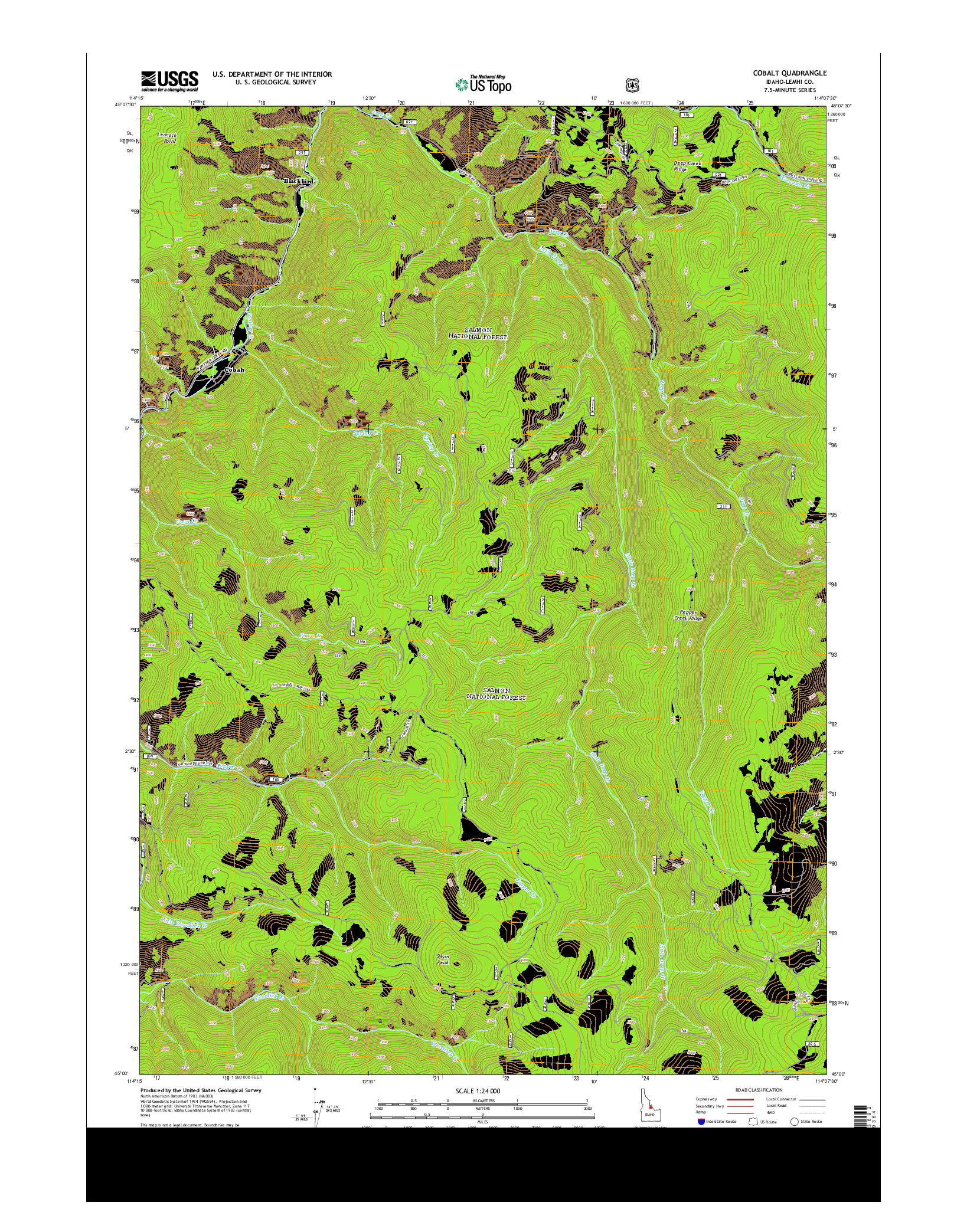 USGS US TOPO 7.5-MINUTE MAP FOR COBALT, ID 2013
