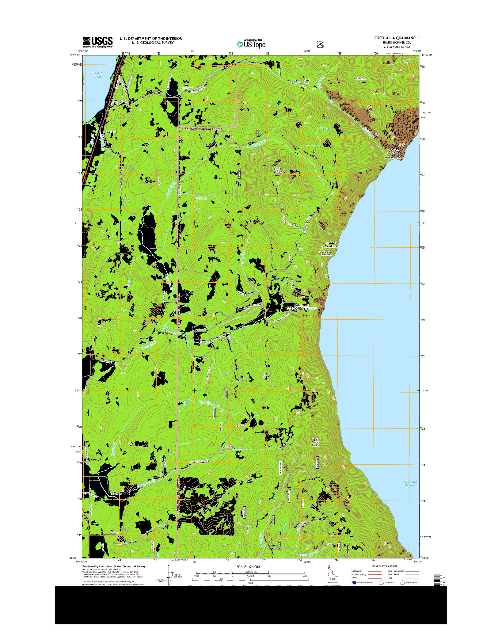 USGS US TOPO 7.5-MINUTE MAP FOR COCOLALLA, ID 2013