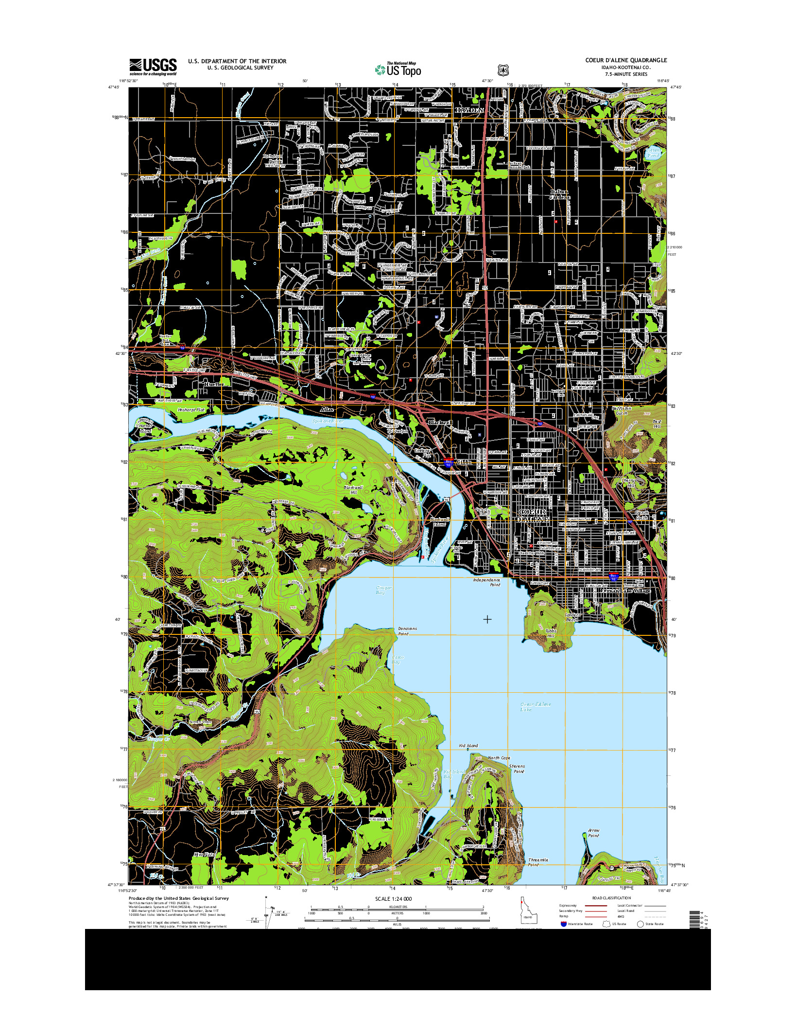 USGS US TOPO 7.5-MINUTE MAP FOR COEUR D'ALENE, ID 2013