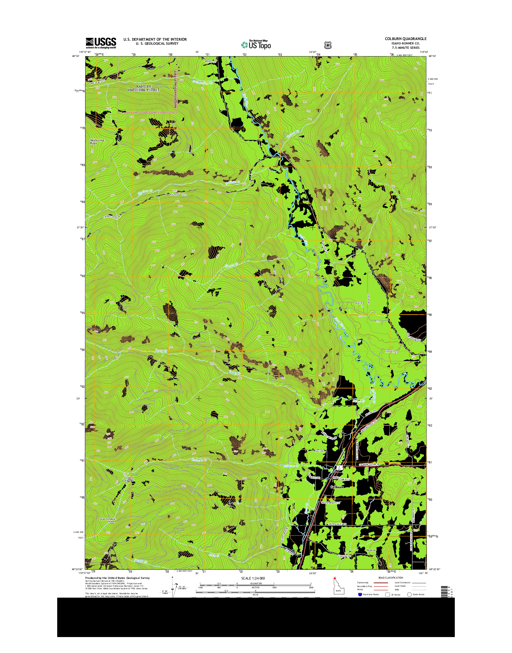 USGS US TOPO 7.5-MINUTE MAP FOR COLBURN, ID 2013