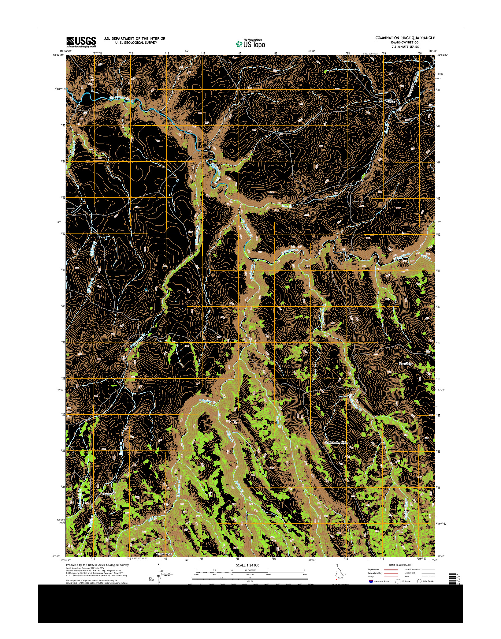 USGS US TOPO 7.5-MINUTE MAP FOR COMBINATION RIDGE, ID 2013