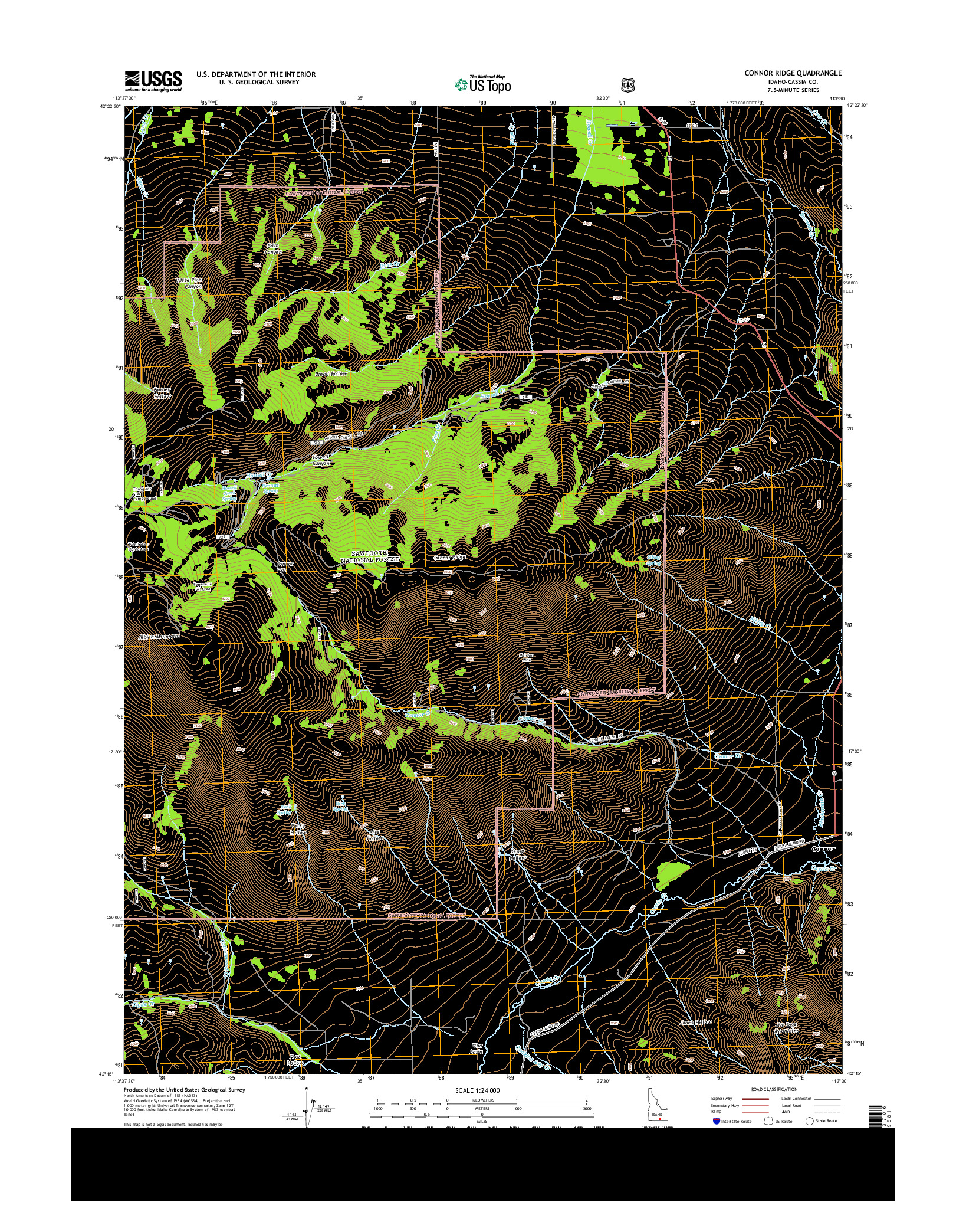 USGS US TOPO 7.5-MINUTE MAP FOR CONNOR RIDGE, ID 2013