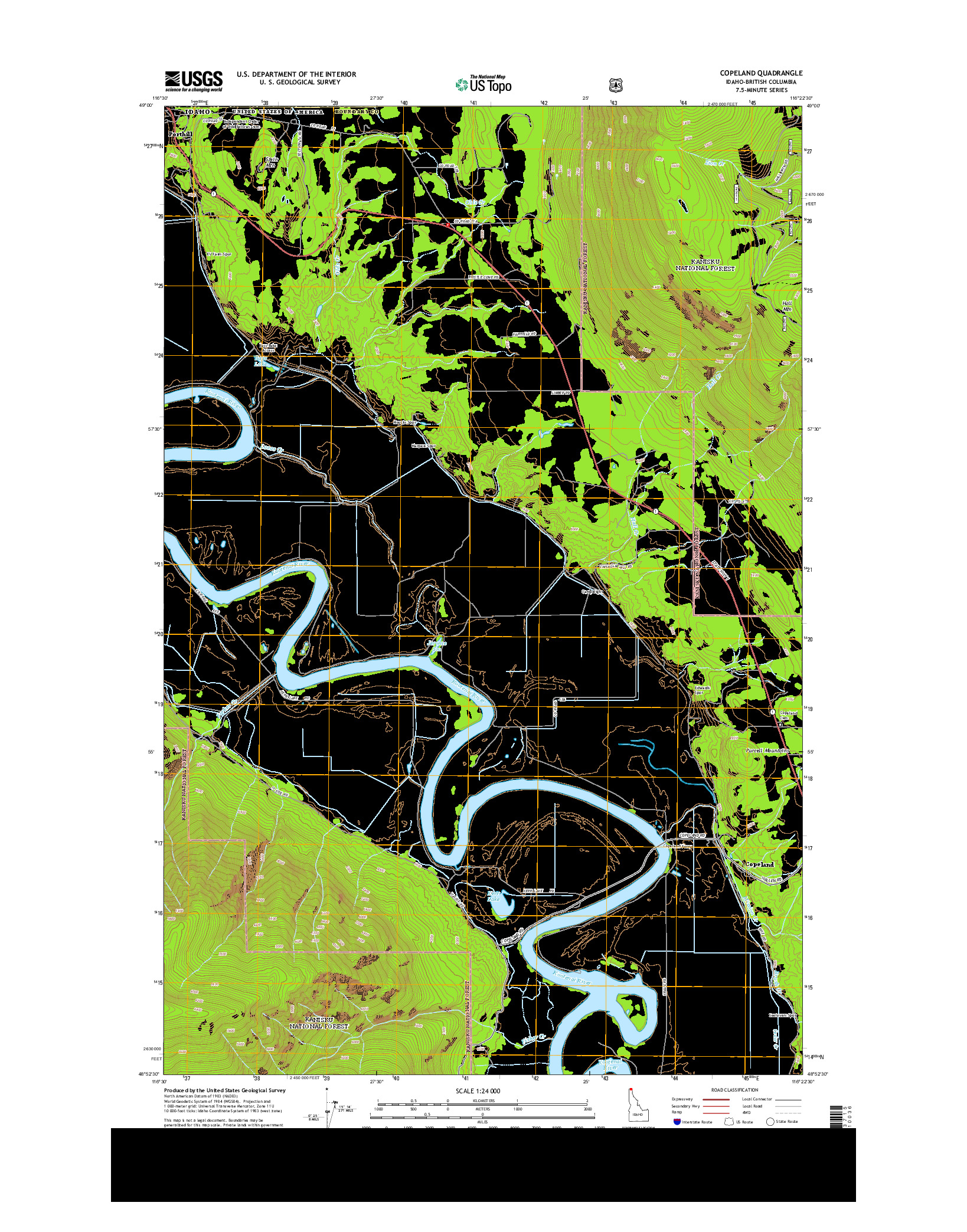 USGS US TOPO 7.5-MINUTE MAP FOR COPELAND, ID-BC 2013