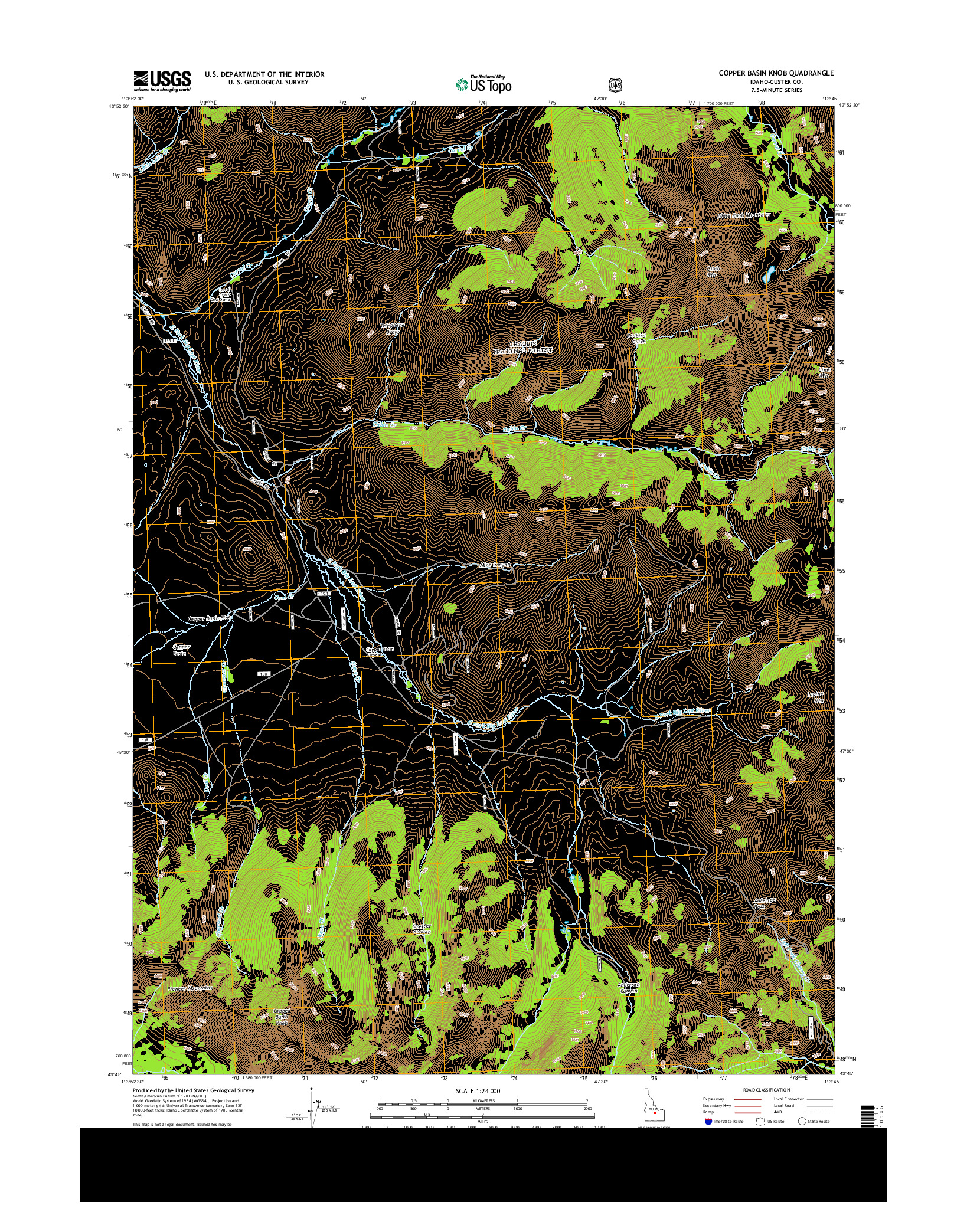 USGS US TOPO 7.5-MINUTE MAP FOR COPPER BASIN KNOB, ID 2013