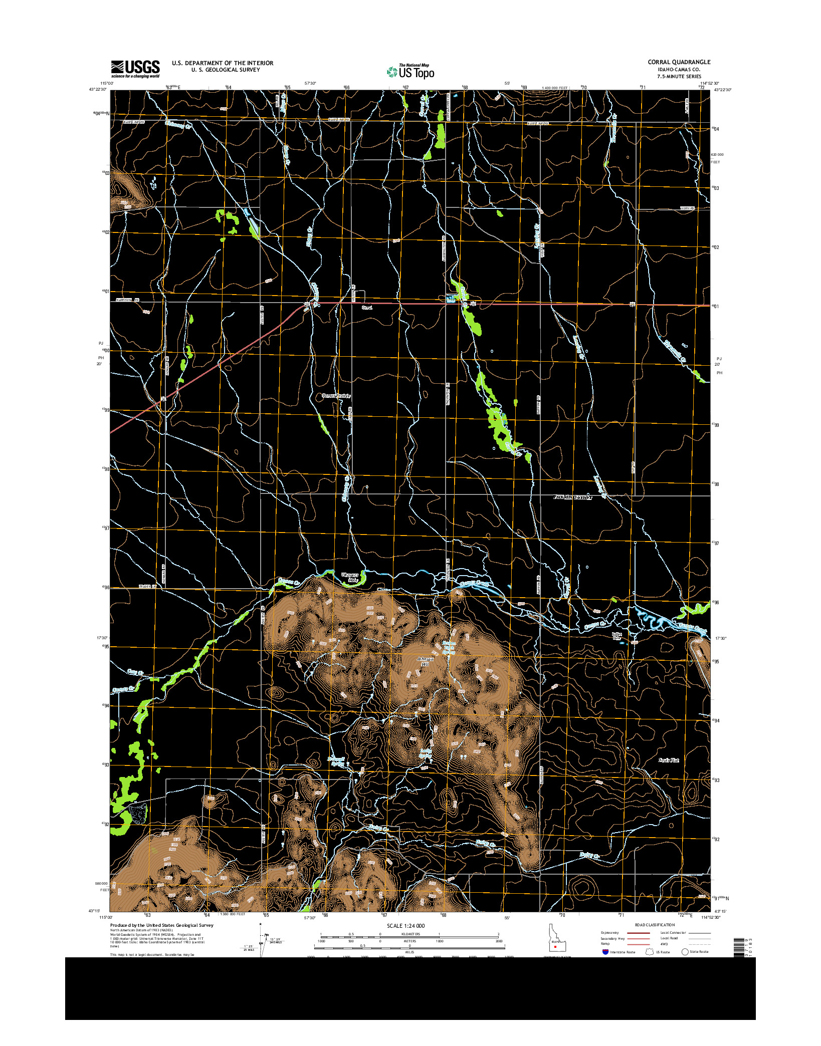 USGS US TOPO 7.5-MINUTE MAP FOR CORRAL, ID 2013
