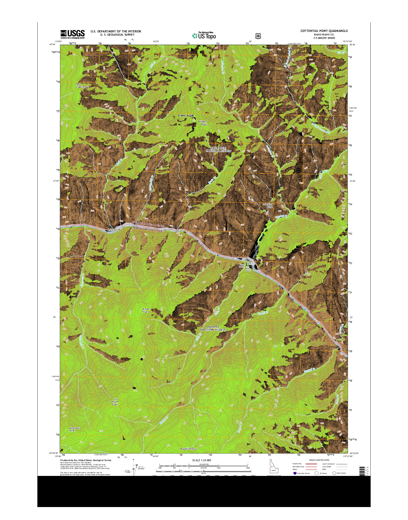 USGS US TOPO 7.5-MINUTE MAP FOR COTTONTAIL POINT, ID 2013