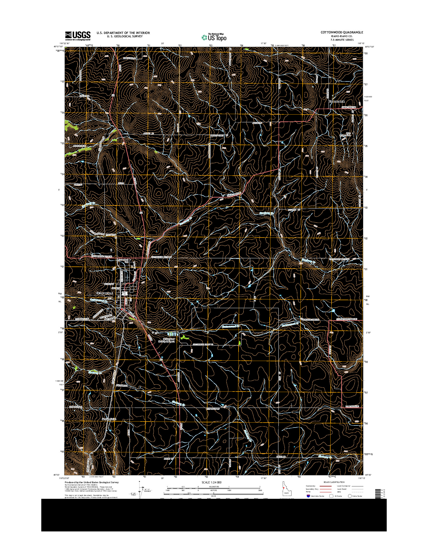 USGS US TOPO 7.5-MINUTE MAP FOR COTTONWOOD, ID 2013