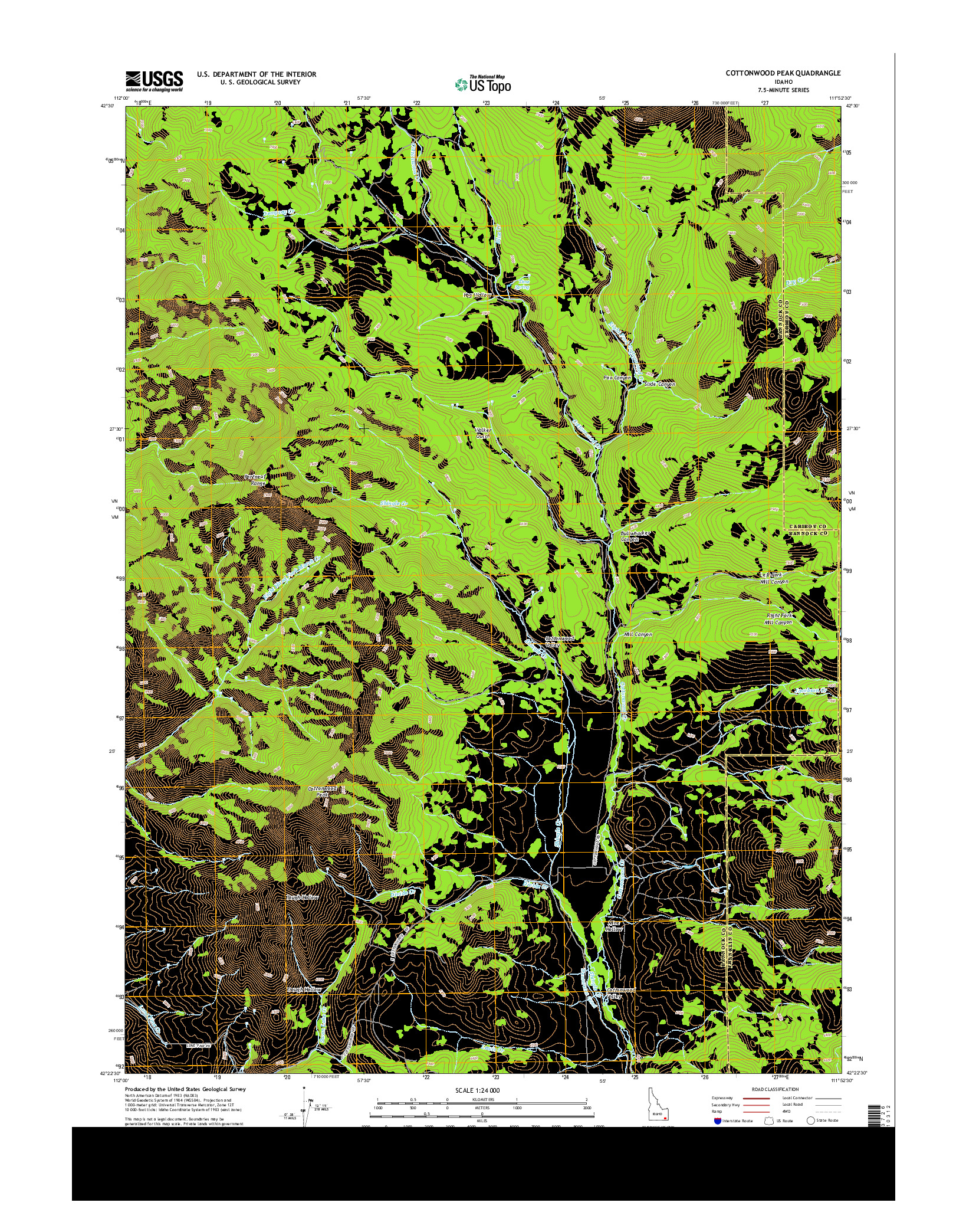 USGS US TOPO 7.5-MINUTE MAP FOR COTTONWOOD PEAK, ID 2013