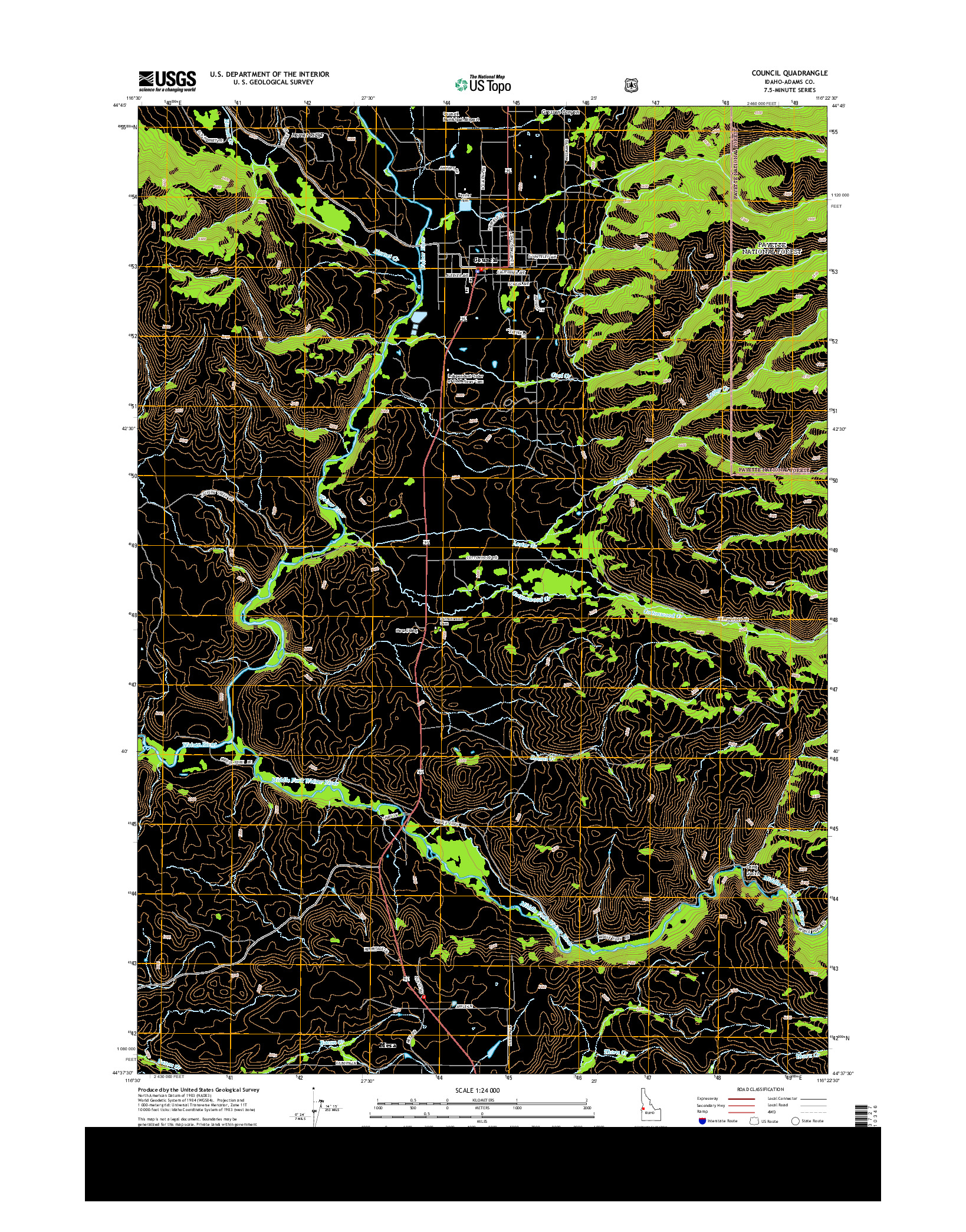 USGS US TOPO 7.5-MINUTE MAP FOR COUNCIL, ID 2013