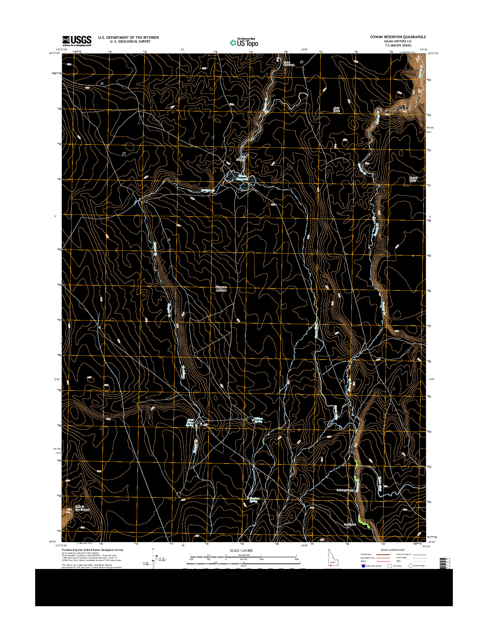 USGS US TOPO 7.5-MINUTE MAP FOR COWAN RESERVOIR, ID 2013